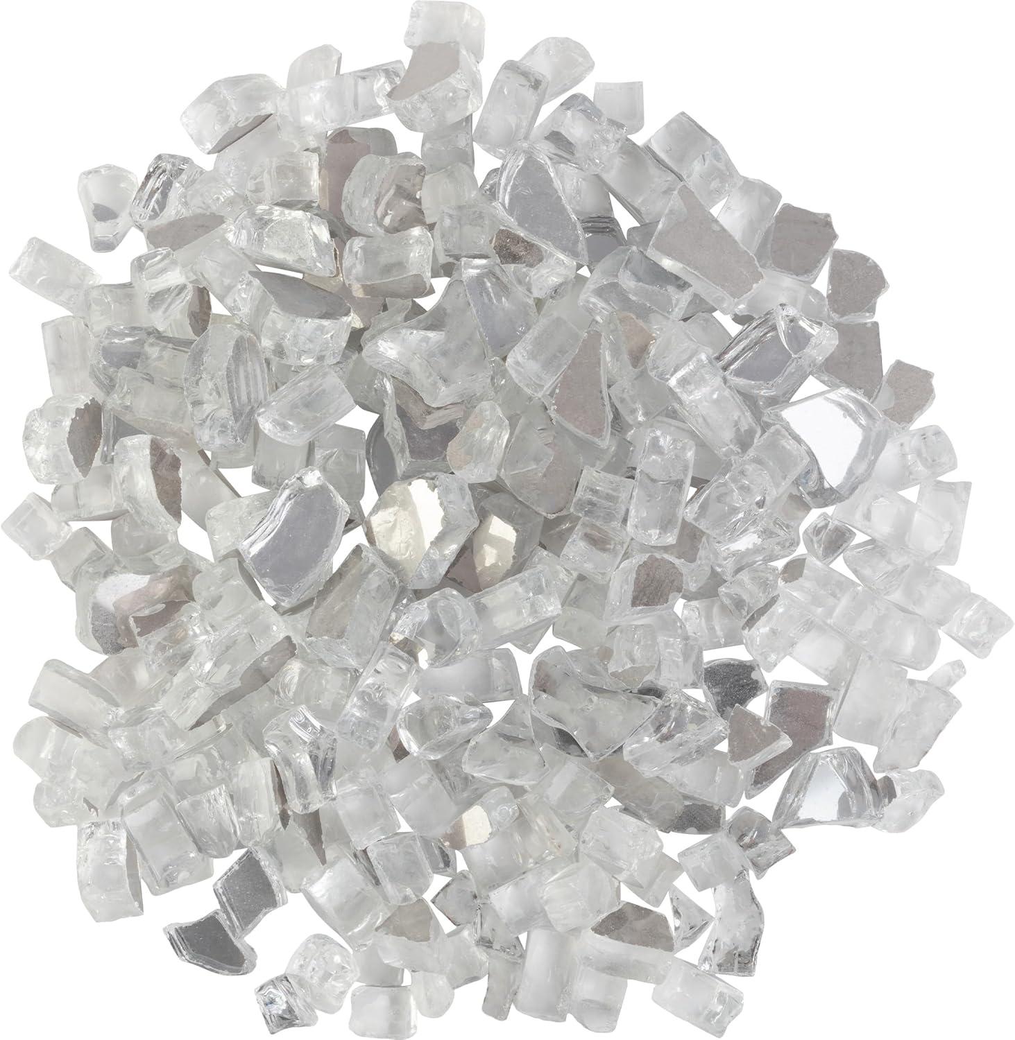 10lbs Fire Pit Glass - 1/2-Inch Crushed Glass Rocks for Fireplaces, Landscape, Aquariums, or Vases