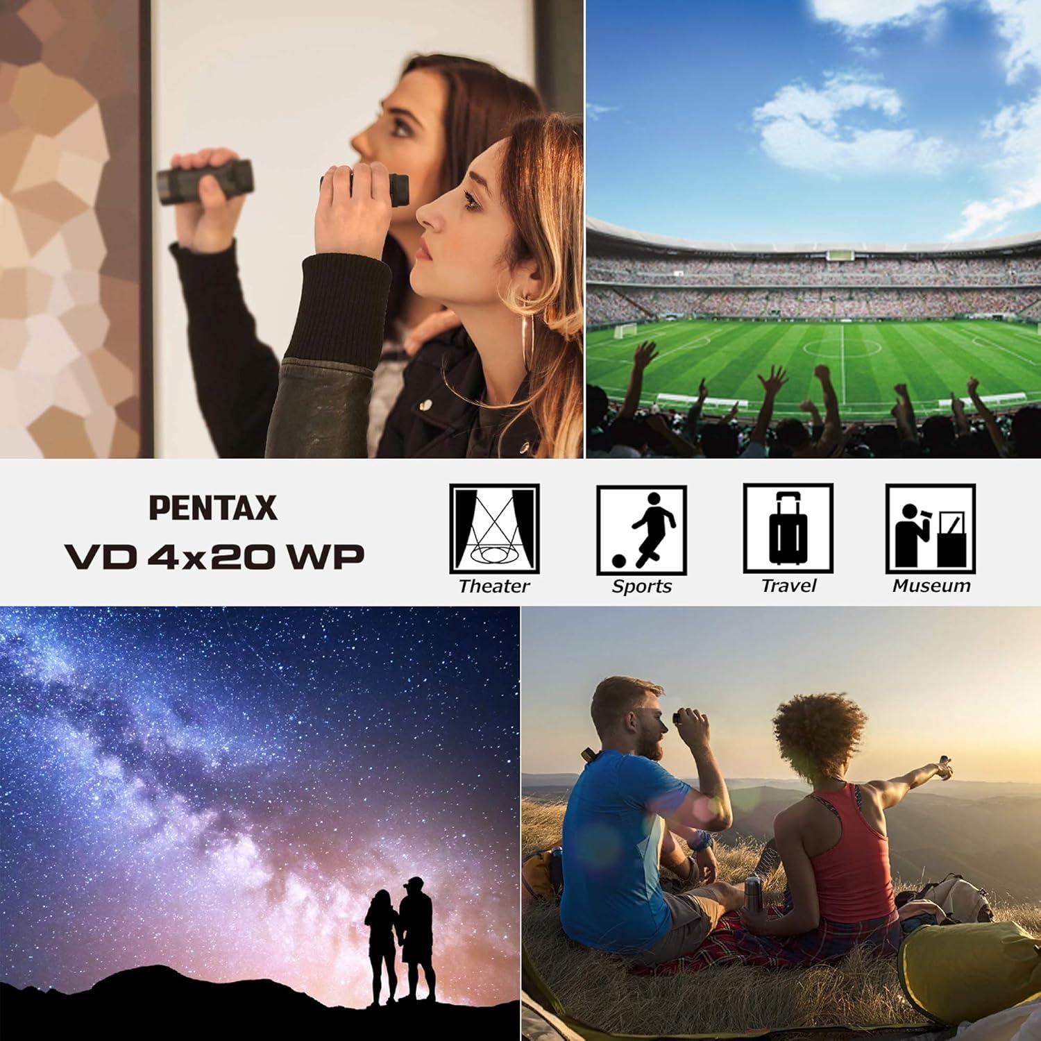 Pentax VD 4x20 WP Black Water Resistant 3-in-1 Binoculars