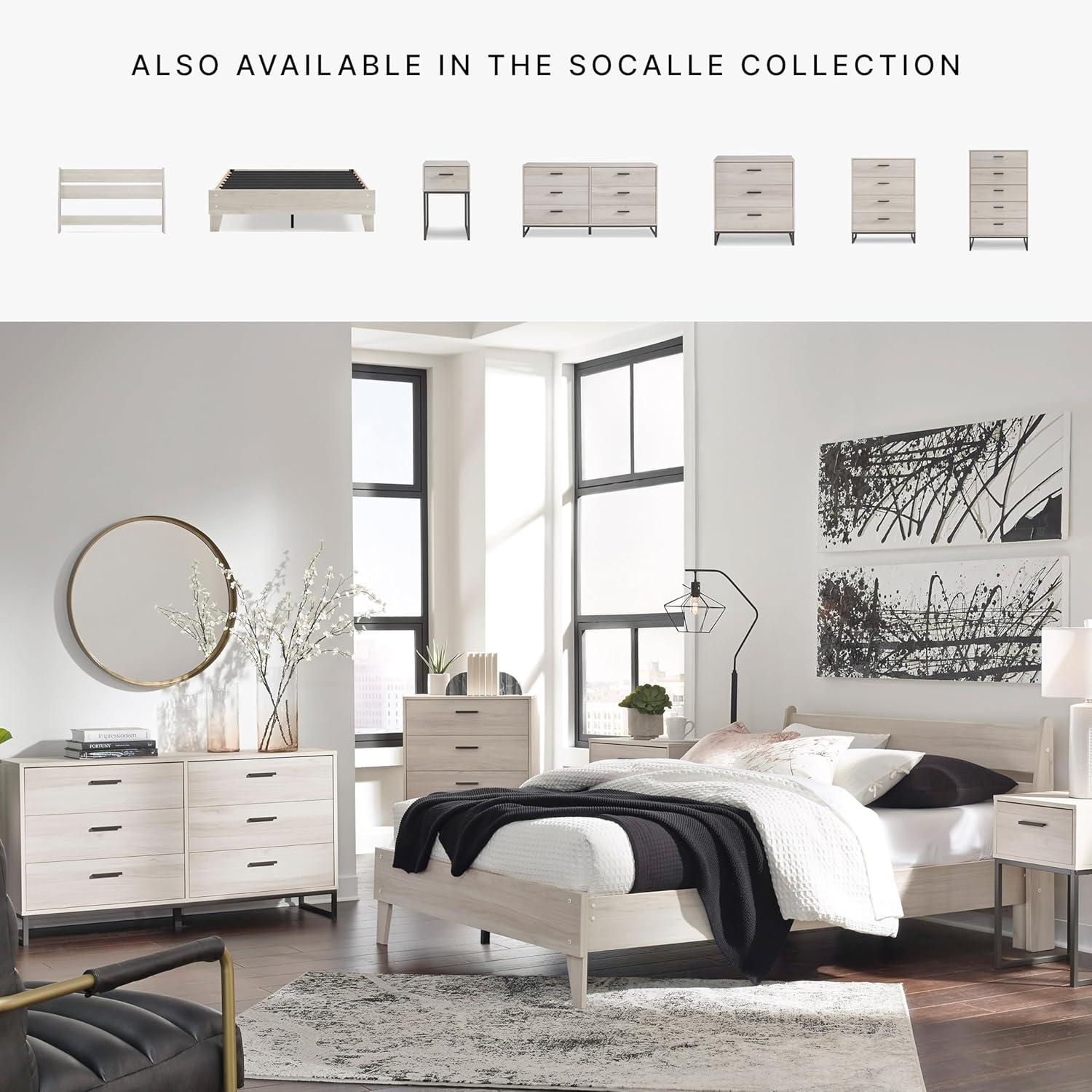 Twin Socalle Platform Bed Natural - Signature Design by Ashley: Contemporary Space-Saving, No Box Spring Required