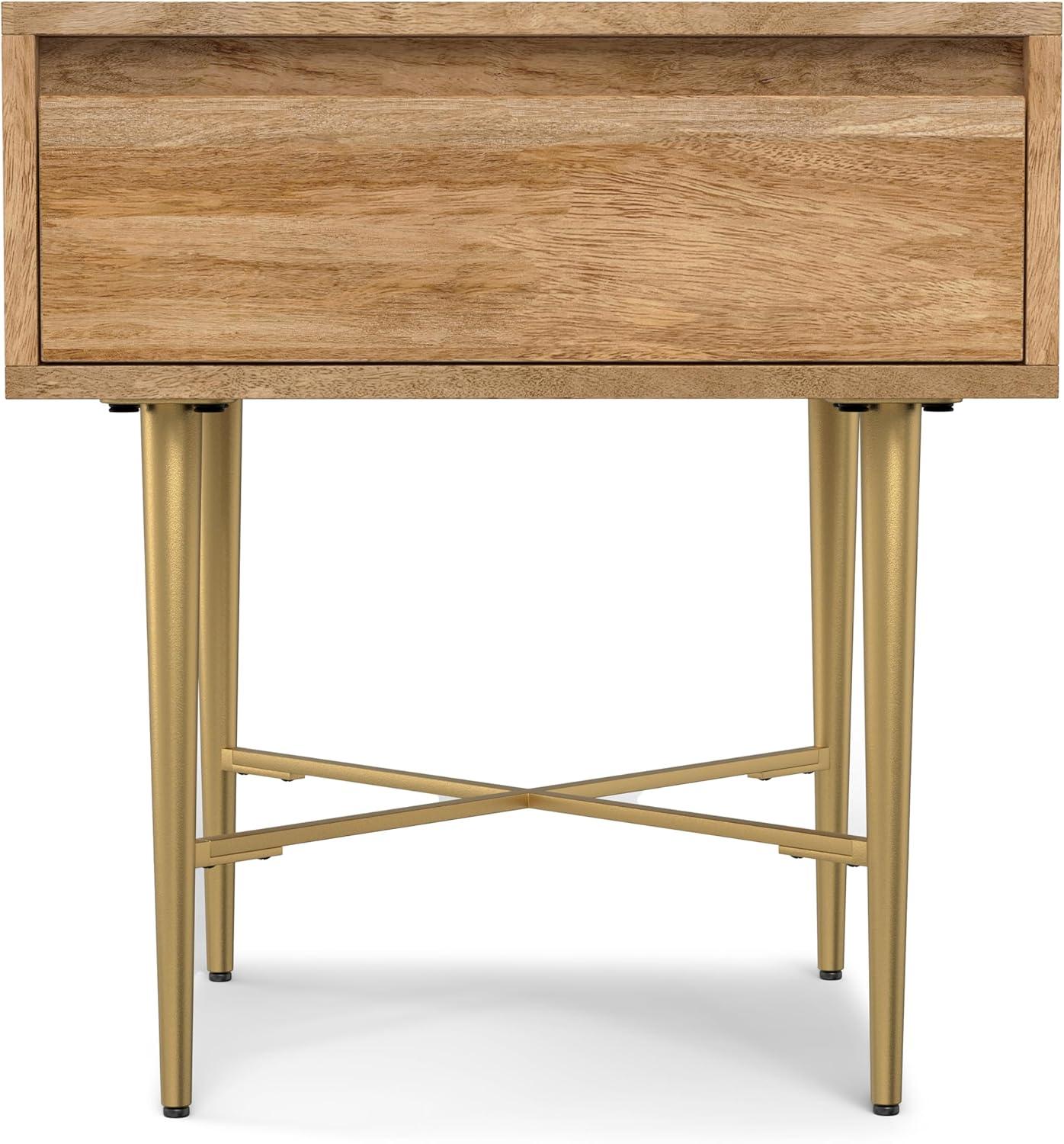 Simpli Home Fallon SOLID MANGO WOOD 20 inch Wide Square Contemporary End Table with Drawer in Natural