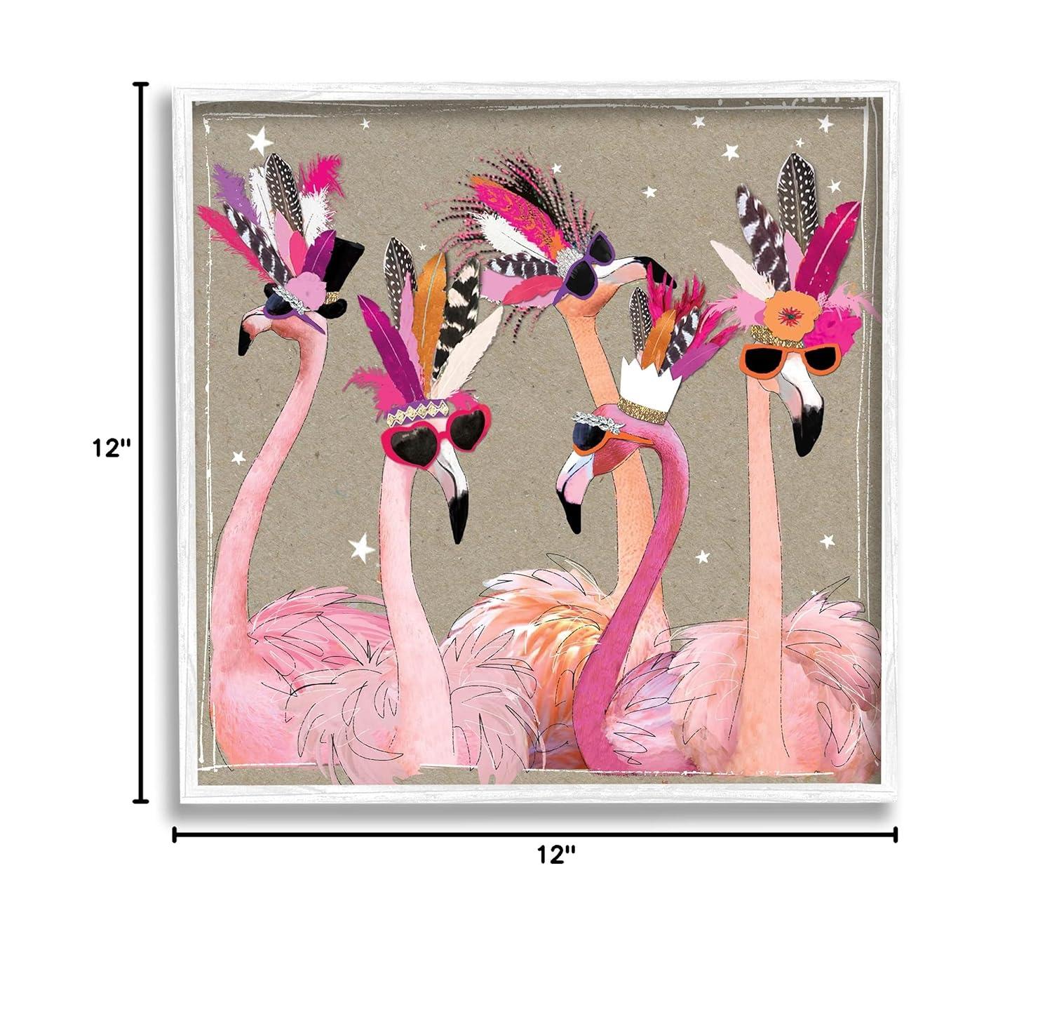 Stupell Industries Fancy Pants Flamingos Graphic Art White Framed Art Print Wall Art, 12x12, by Hammond Gower