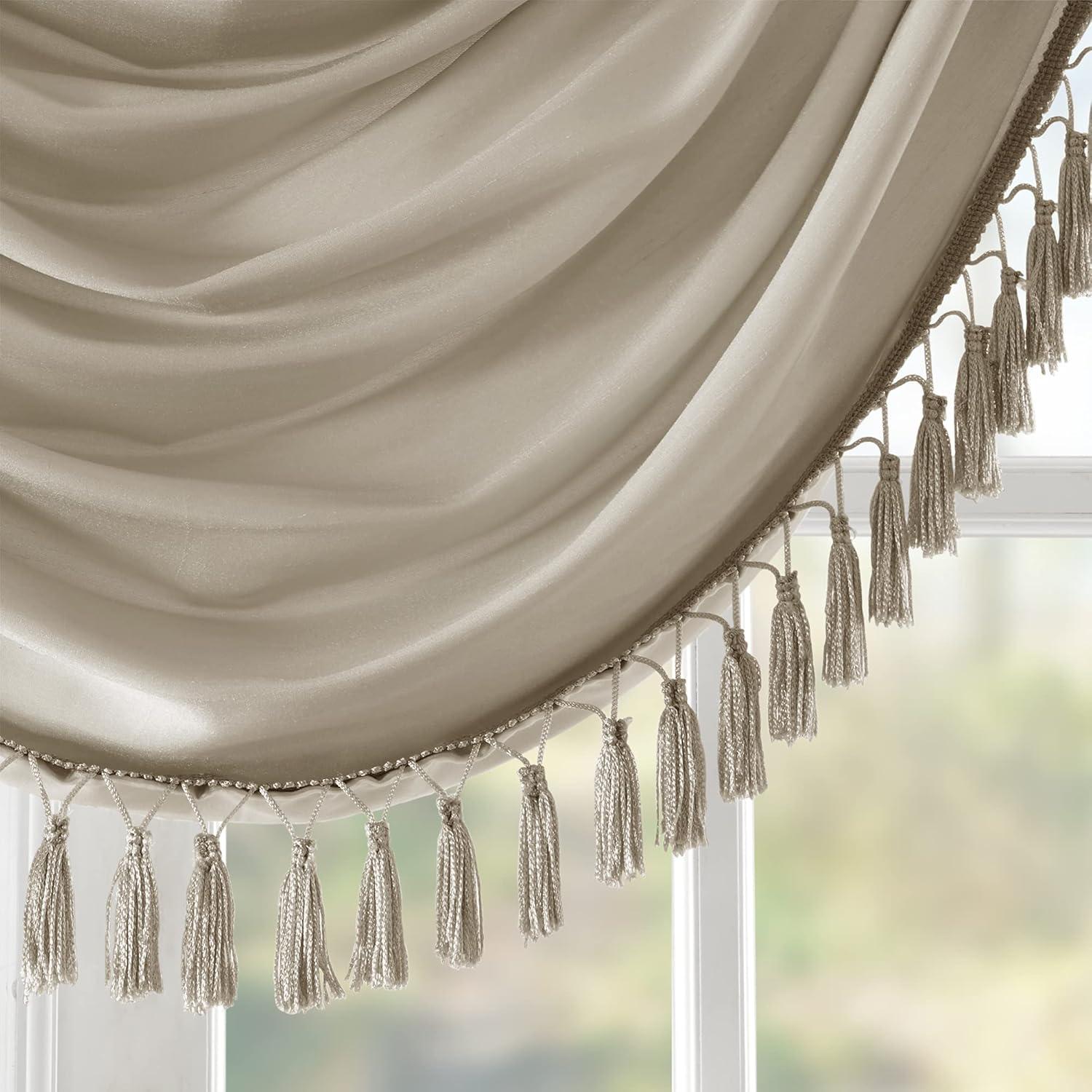 Madison Park Elena Faux Silk Waterfall Embellished 38'' W Window Valance