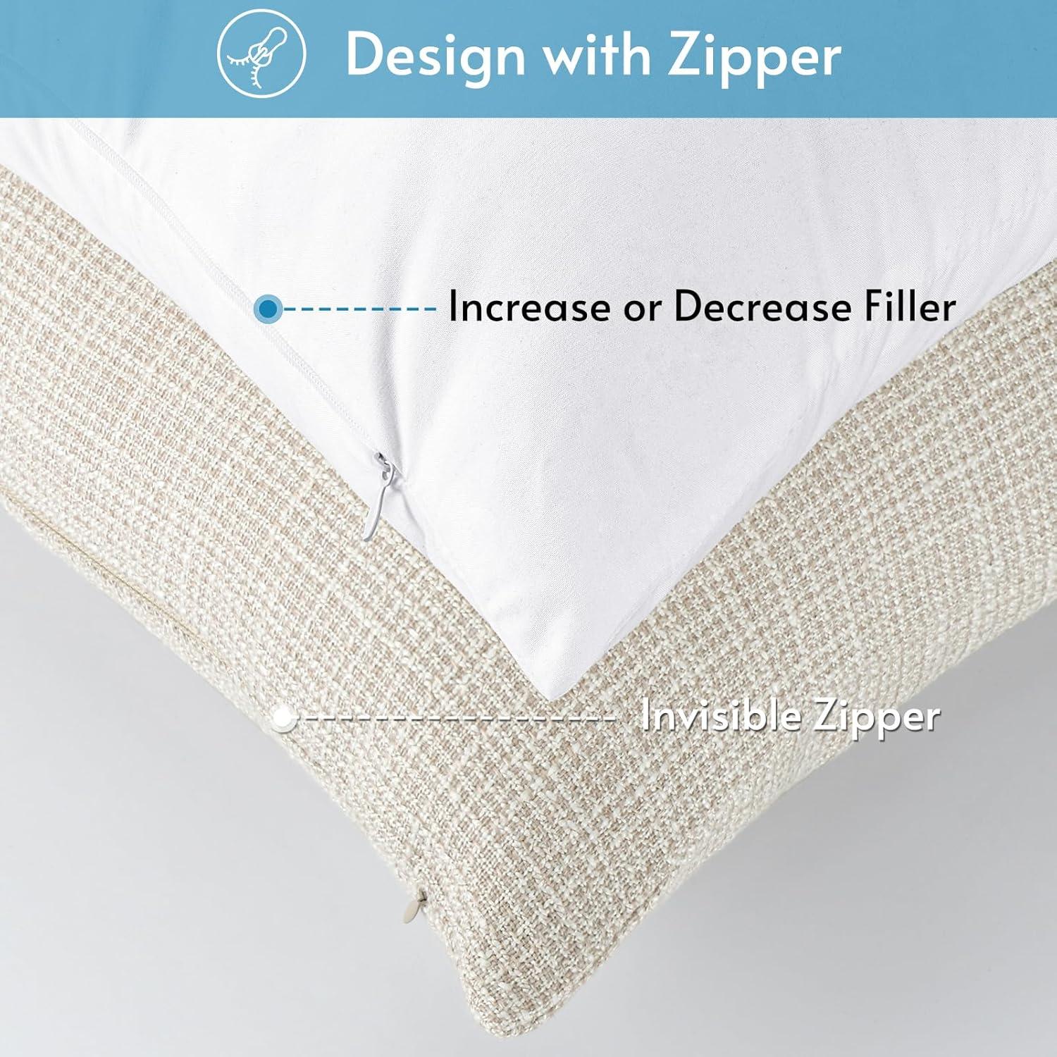 Unique Bargains Solid Indoor Linen Decorative Throw Pillow Cover 2 Pcs Beige 24" x 24"