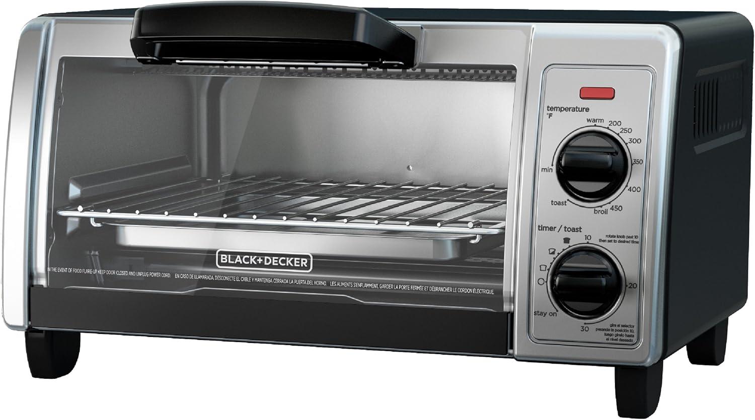 BLACK+DECKER 4-Slice Toaster Oven, Stainless Steel, TO1705SB