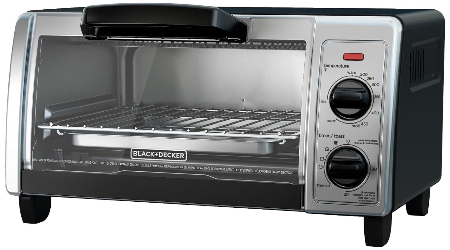 BLACK+DECKER 4-Slice Toaster Oven, Stainless Steel, TO1705SB