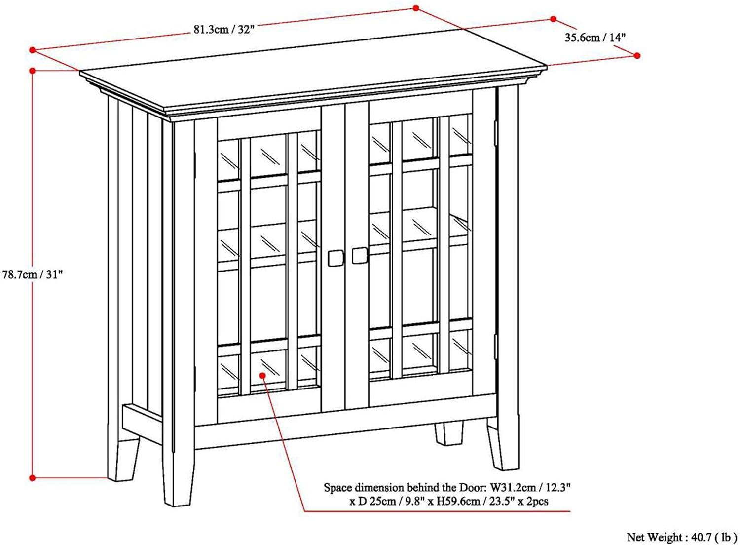 Simpli Home Bedford Wood 32" Transitional Low Media Cabinet in Brown