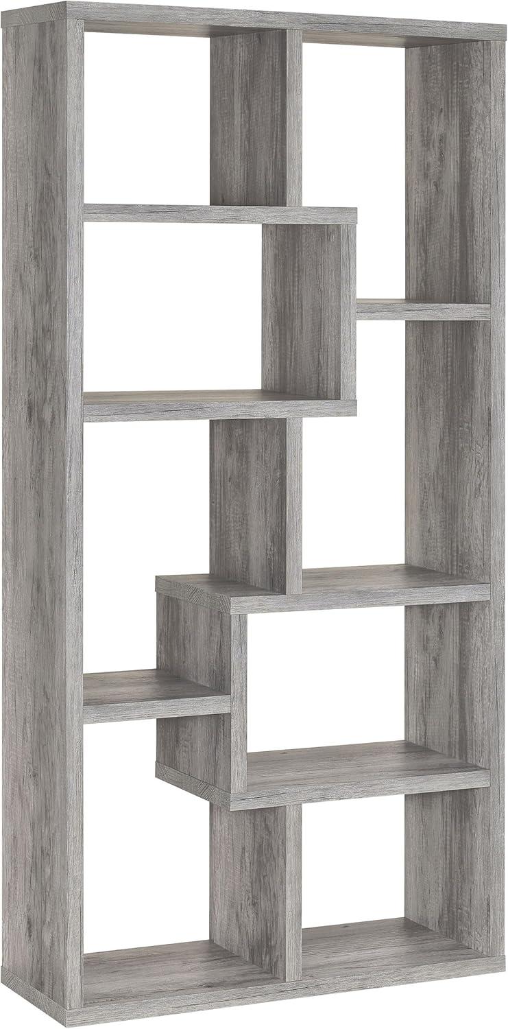 70.75" Theo 8 Shelf Bookcase Gray Driftwood - Coaster