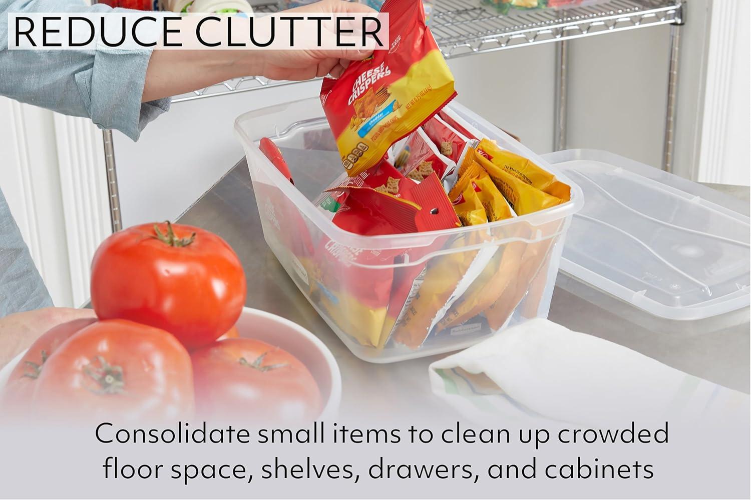 Killeryuki Cleverstore Clear 6 Qt, 12 Pack, Stackable Plastic Storage Containers with Durable Snapping Clear Lids, Visible Organization, Great for Closet, and Kitchen Storage, Organizing in the Home