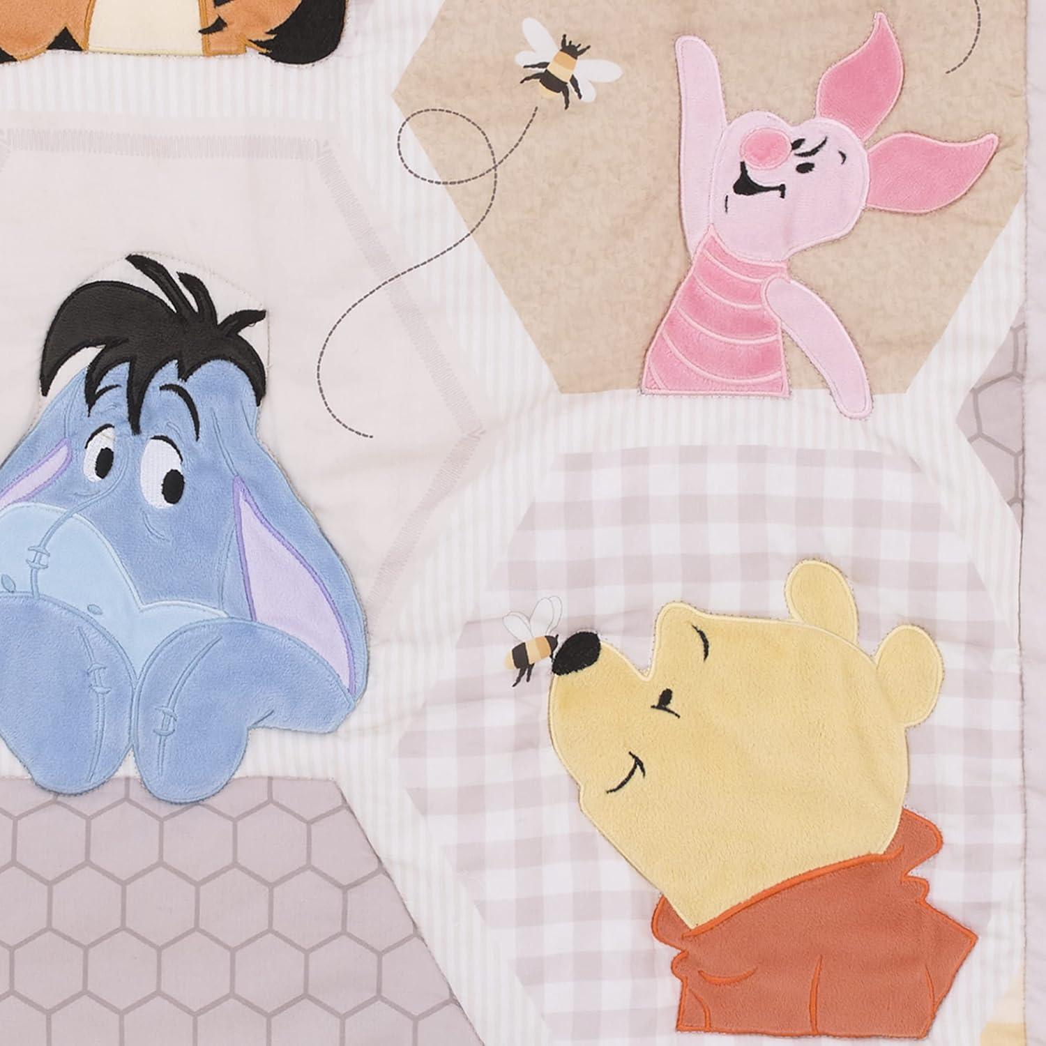 Disney NoJo Disney Winnie the Pooh Hugs and Honeycombs Patchwork with Piglet, Tigger and Eeyore 3 Piece Crib Bedding Set