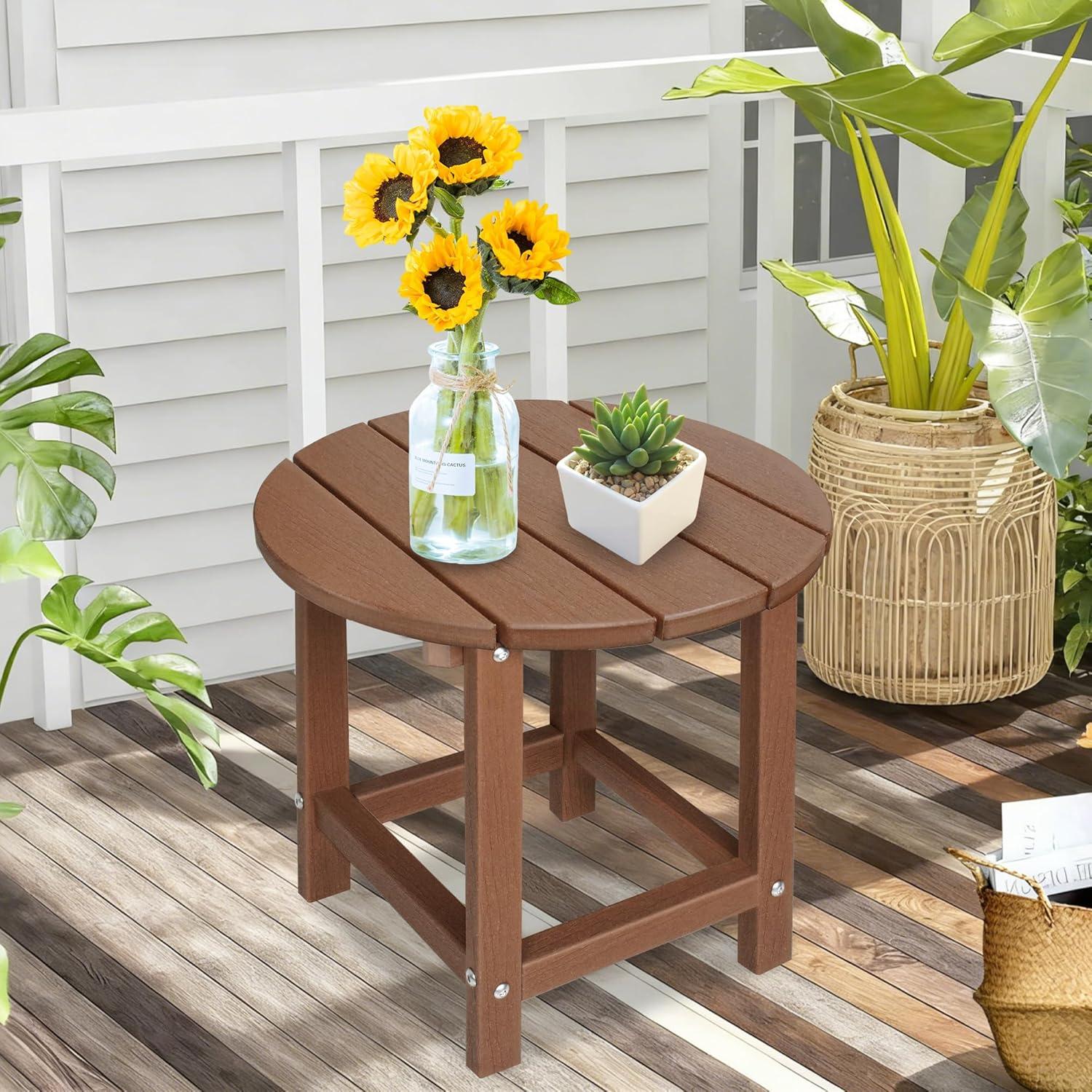 WestinTrends All-Weather Outdoor Patio Round Poly Adirondack Side Table, Orange