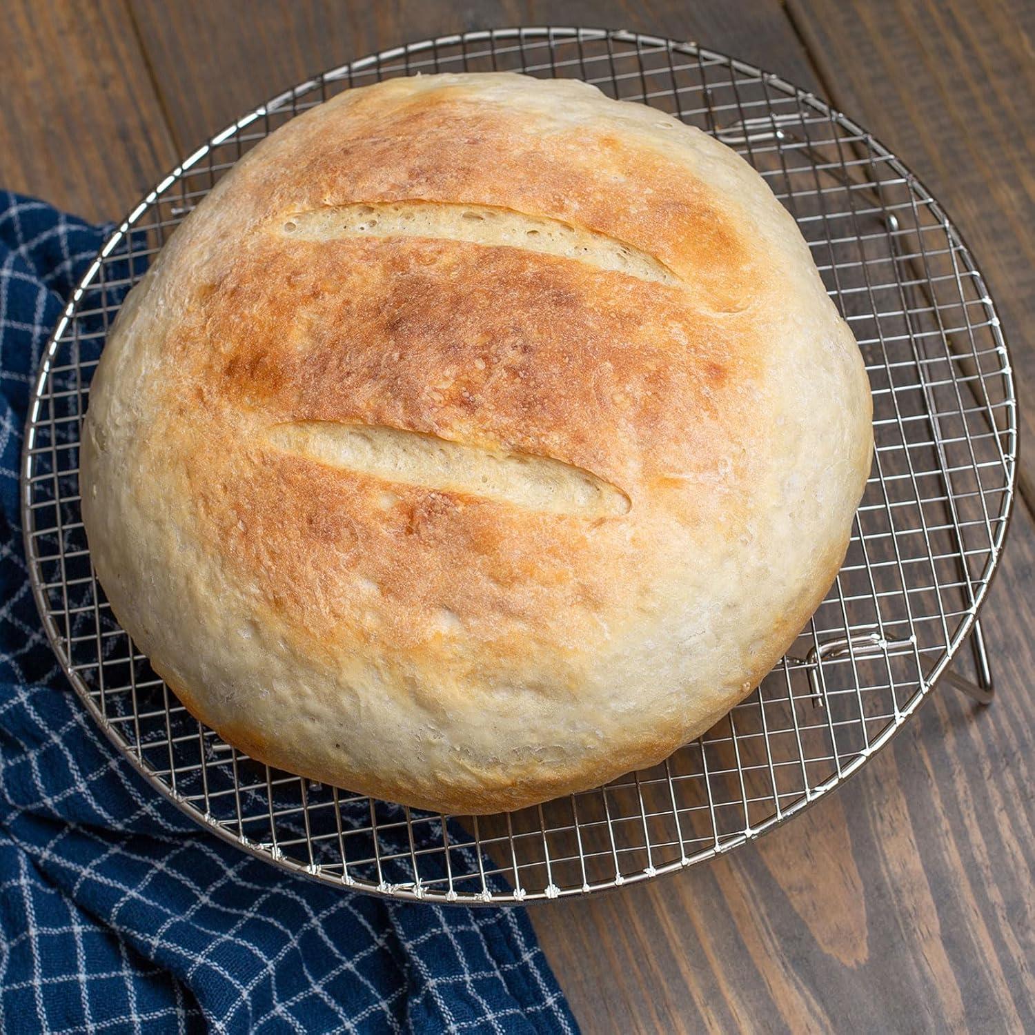 HARFINGTON 2pcs Round Cooking Rack 5-inch 201 Stainless Steel Cross Wire Barbecue Grill Net with 20mm Legs for Cooking Baking Steaming BBQ