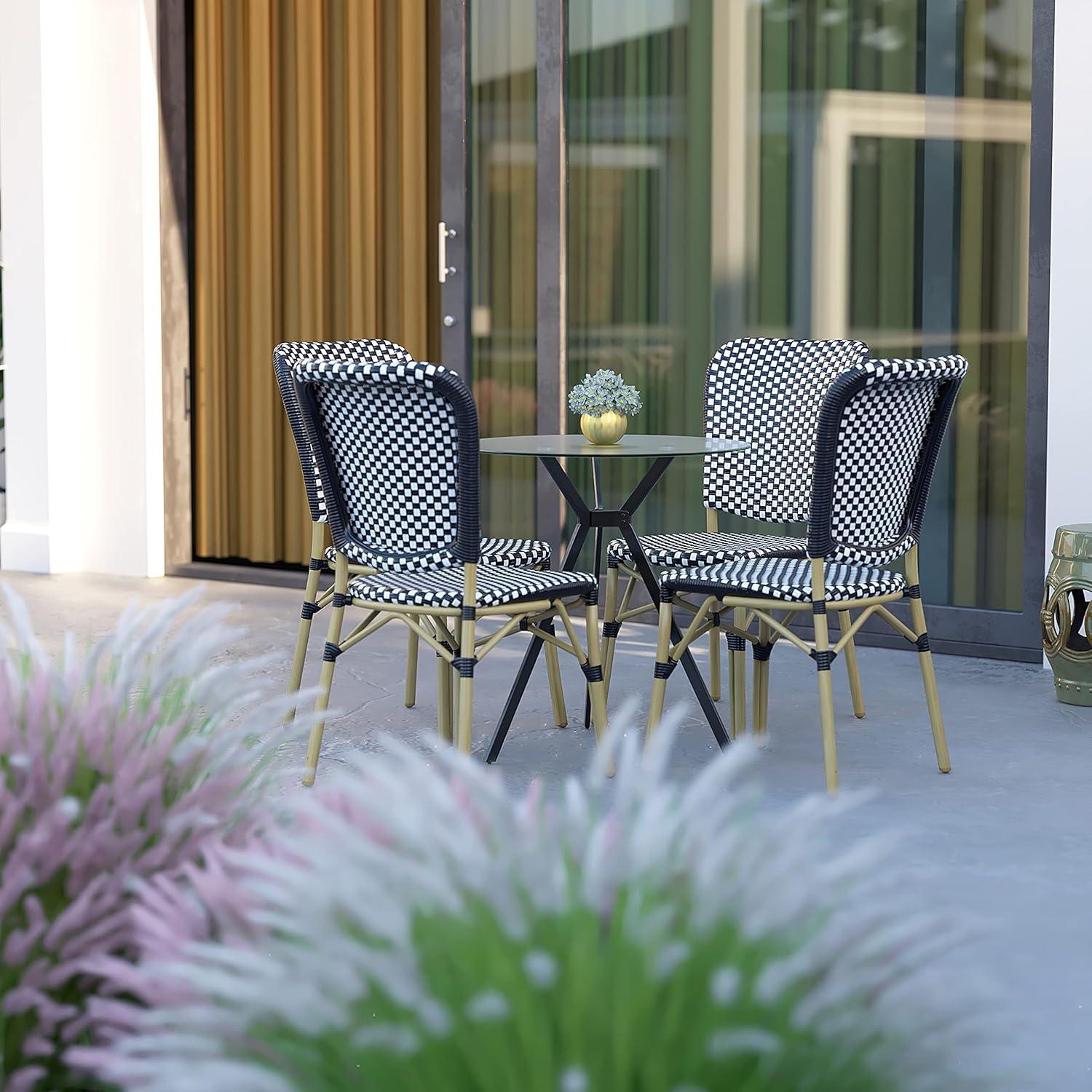 Orsay Black and White Wicker Bistro Chair Set