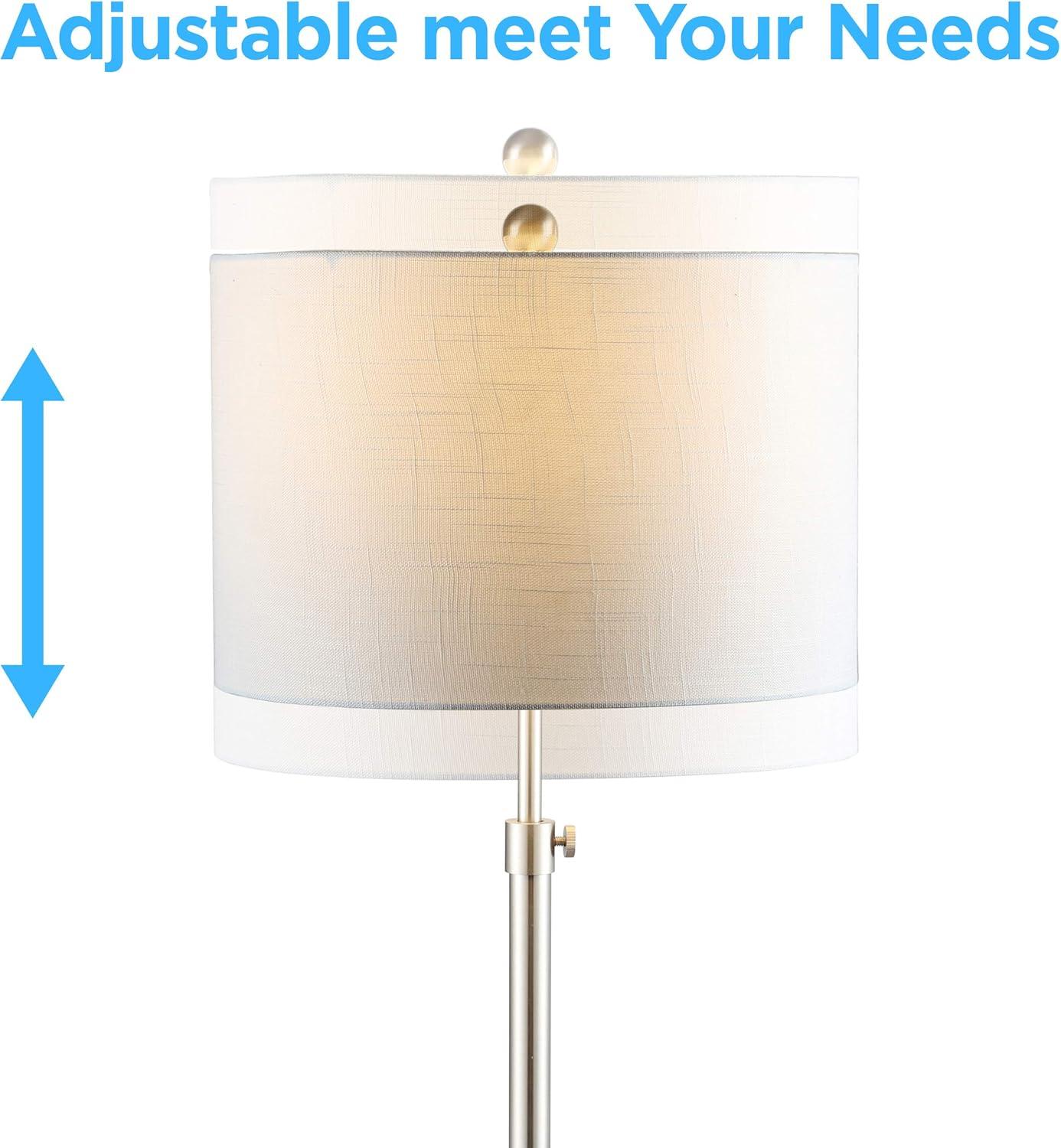 June 65" Adjustable Metal/Marble LED Floor Lamp, Chrome