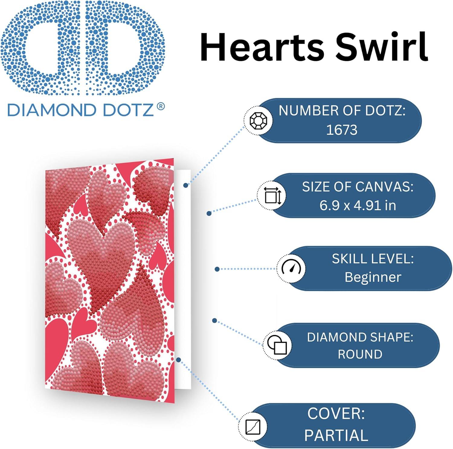 Diamond Dotz Hearts Swirl Diamond Art Cards, Handmade Diamond Painting Cards Kit, Handmade Greeting Cards Kits for Valentines Notes and Special Occasions