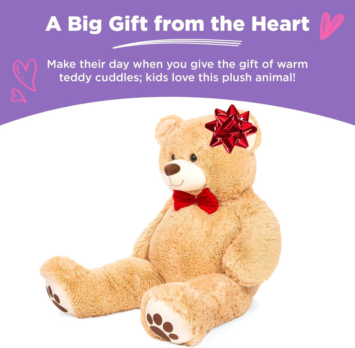 Best Choice Products 35in Giant Soft Plush Teddy Bear Stuffed Animal Toy w/ Bow Tie, Footprints