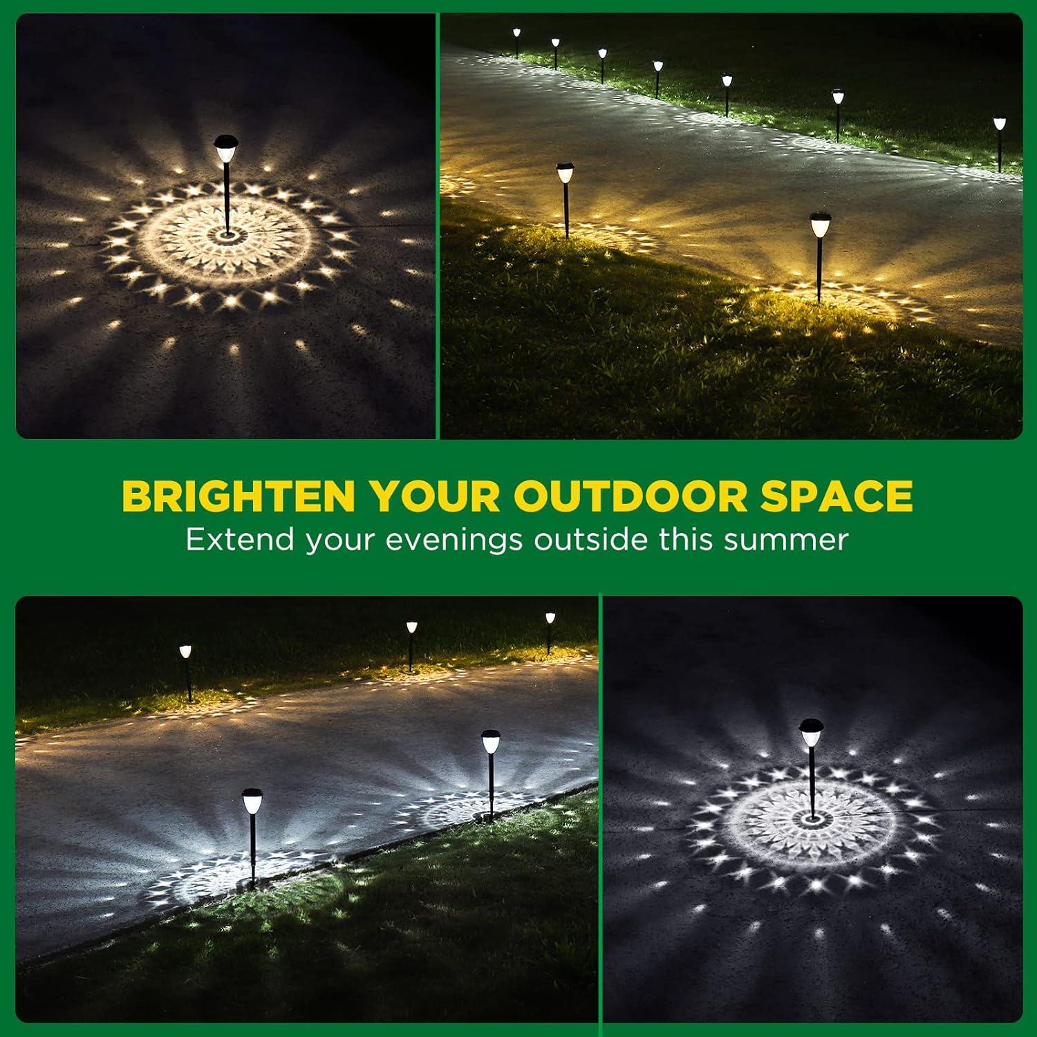 Super Bright Solar Lights Outdoor Waterproof 10 Pack, Dusk to Dawn Up to 12 Hrs Solar Powered Outdoor Pathway Garden Lights Auto On/Off, LED Landscape Lighting Decorative for Walkway Patio Yard