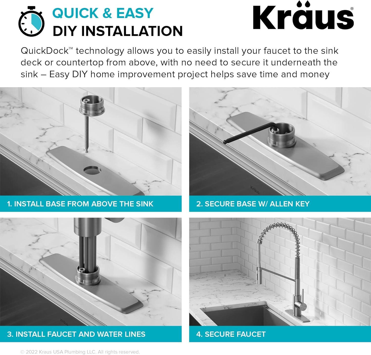 KRAUS Oletto Touchless Sensor Commercial Pull-Down Single Handle Kitchen Faucet with QuickDock Top Mount Assembly