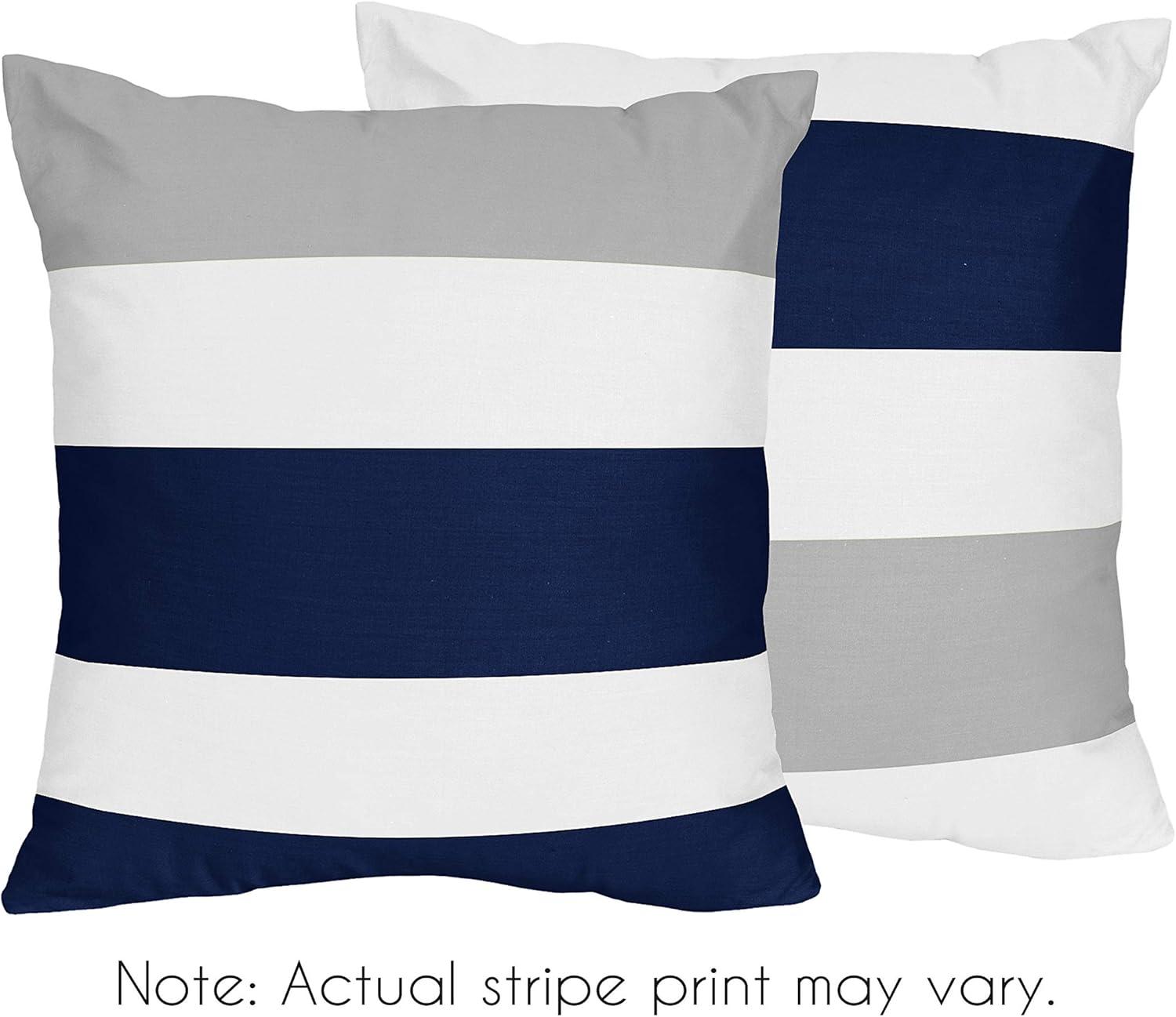 Sweet Jojo Designs Decorative Throw Pillows 18in. Stripe Navy and Gray 2pc