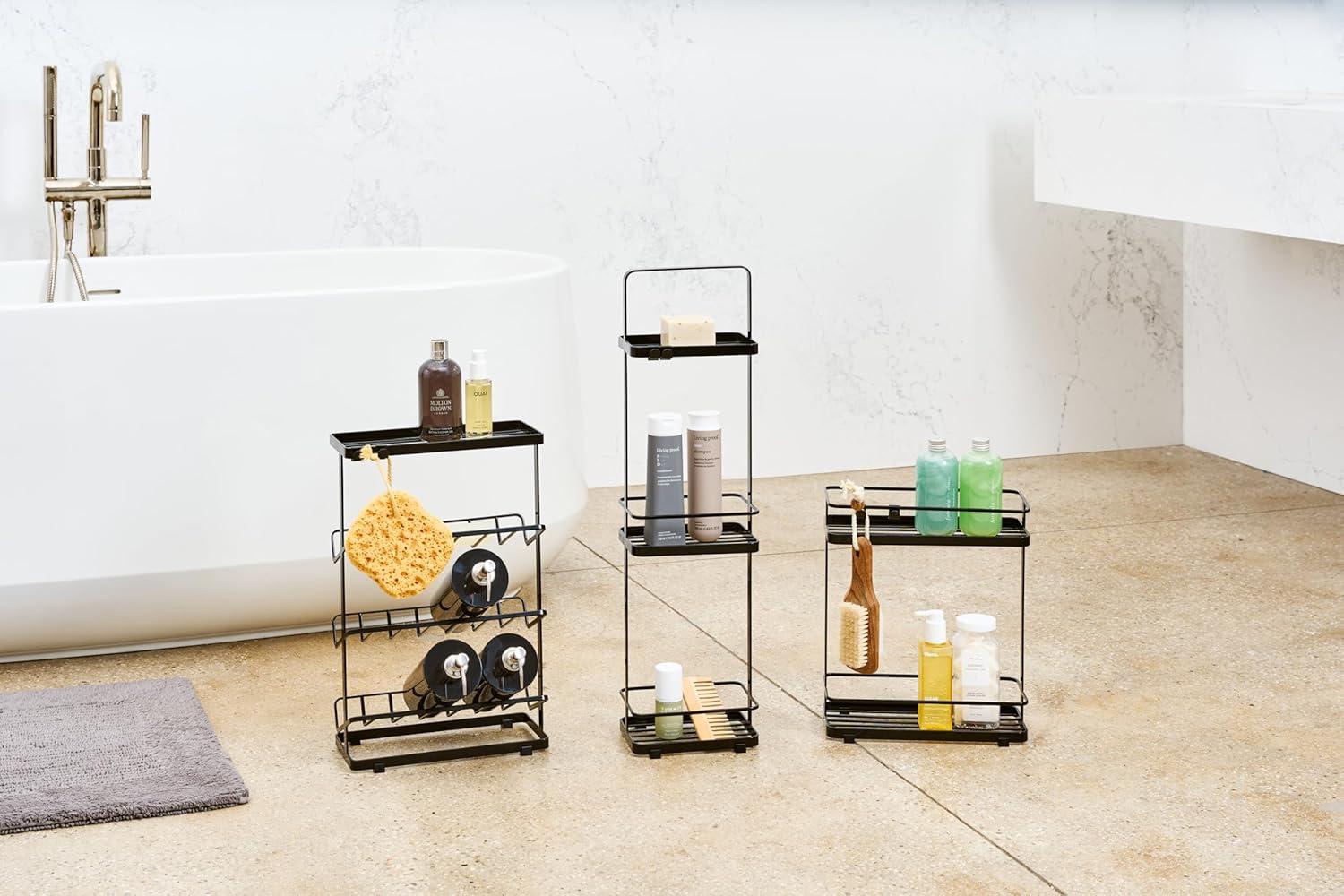 Yamazaki Home Tower Yamazaki Home Bath Rack, Bathroom Shower Storage Holder, Caddy Shelf Organizer, Short, Steel