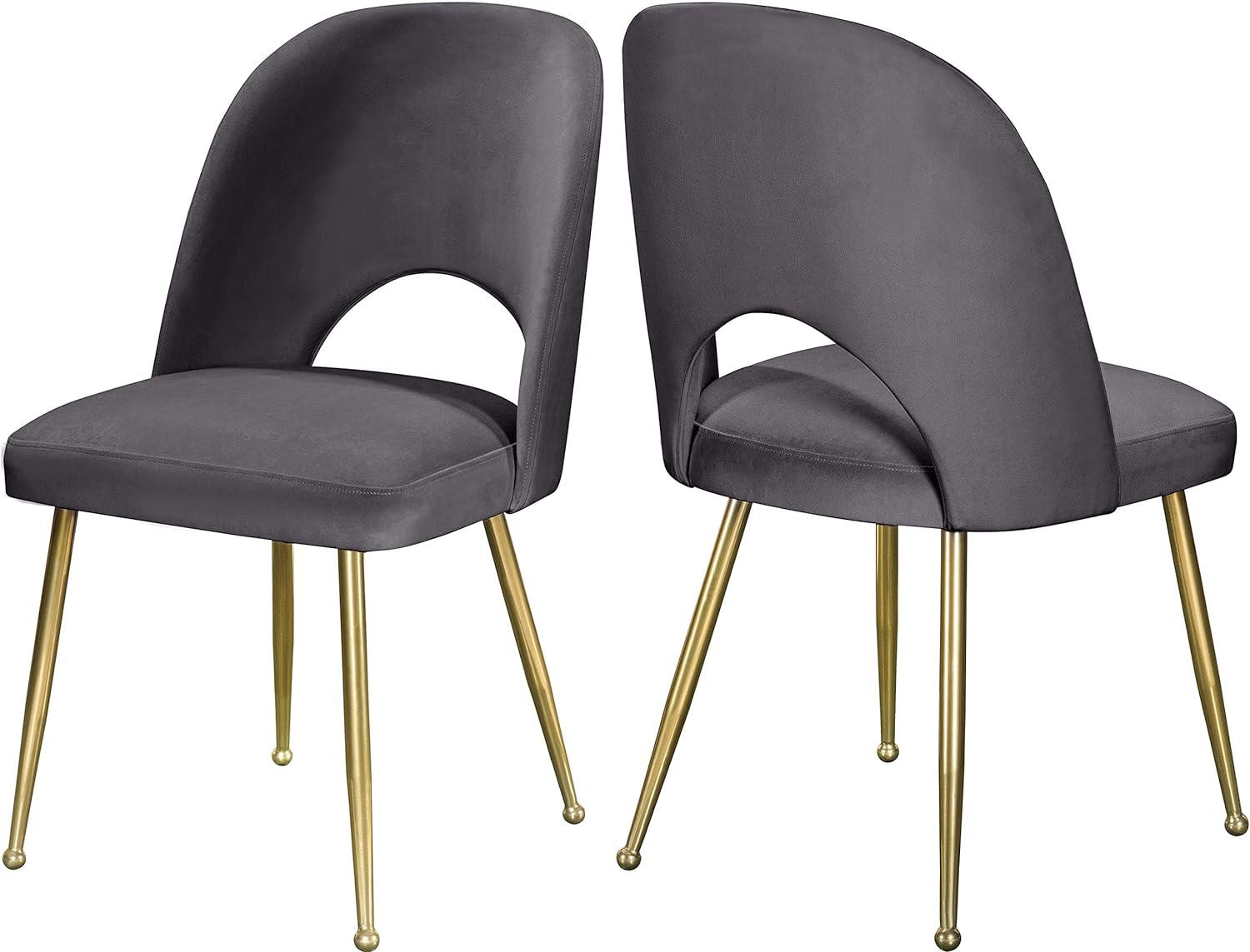 Meridian Furniture Logan Gray Velvet Dining Chair (Set of 2)