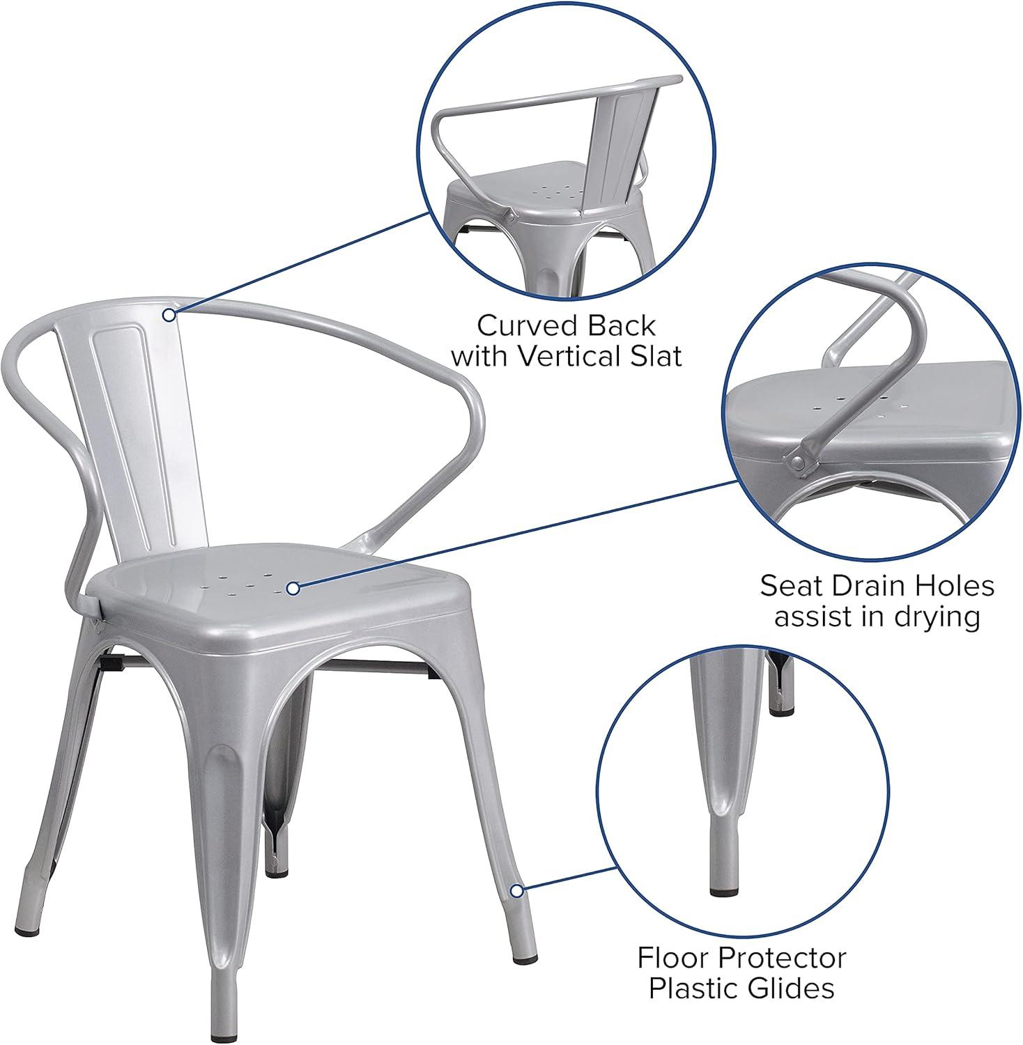Flash Furniture Hucheson Metal Indoor-Outdoor Chair with Arms