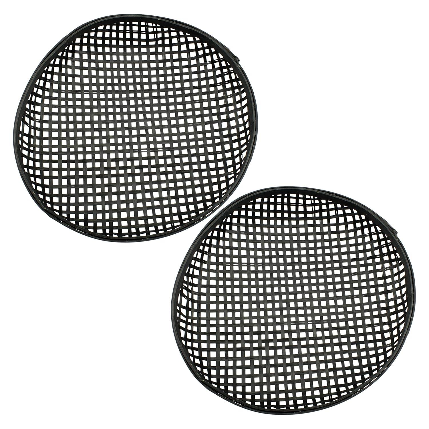 AuldHome Design Black Boho Wall Baskets 2pk; Wall Decor Baskets