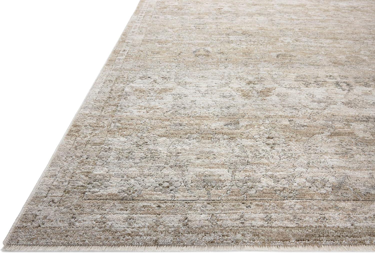 Ivory and Khaki Rectangular Synthetic Easy Care Rug