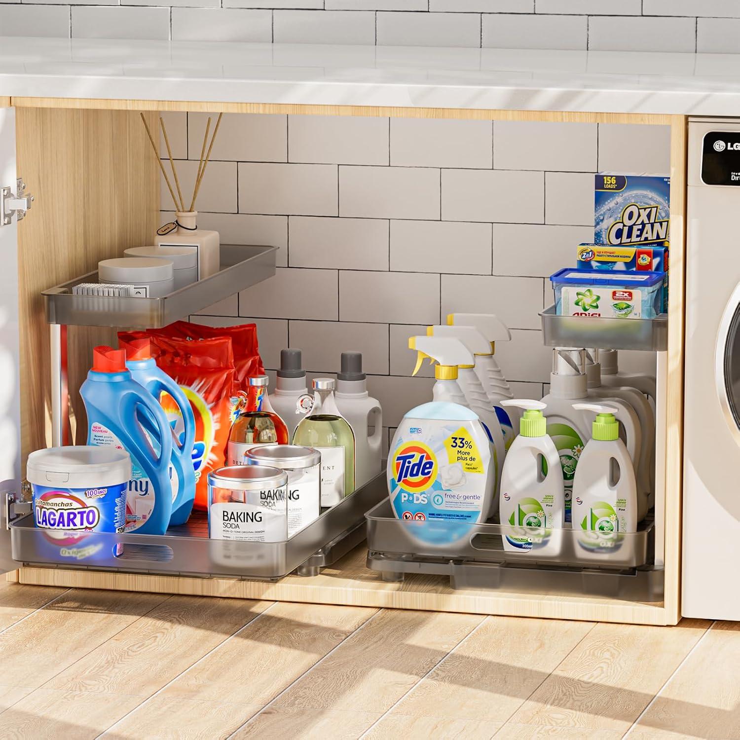 Black and Gray Slide Out Under Sink Organizer Set