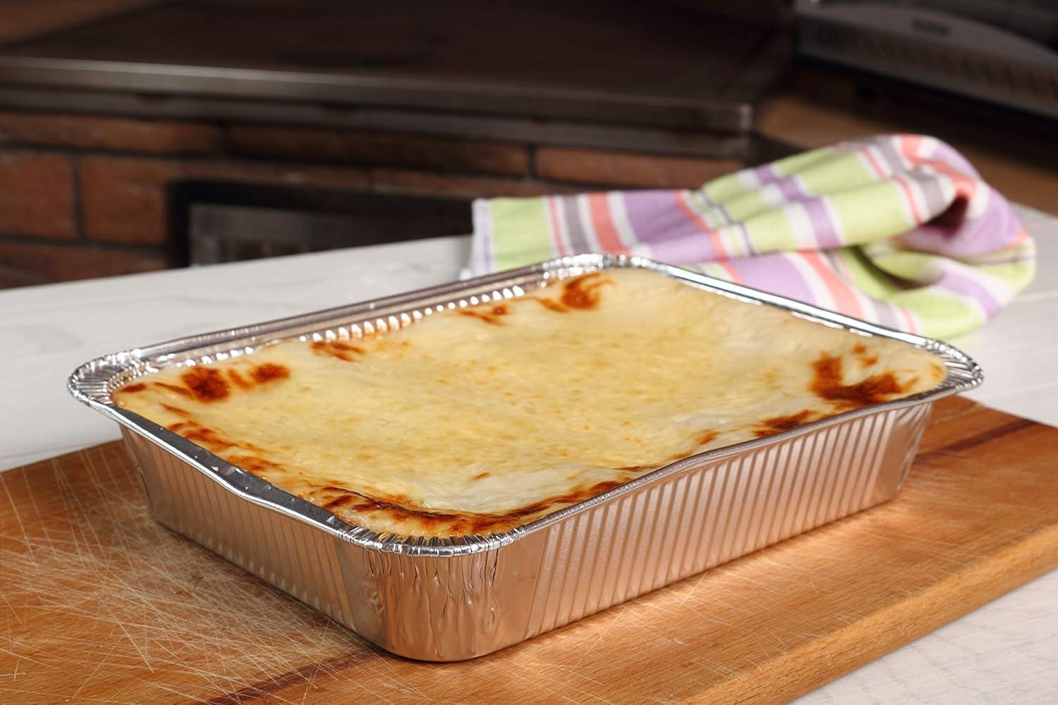 9x13 Aluminum Foil Pans (10 Pack), Disposable Half Size Deep Foil Pans, Cookware, Food Prepping, Large Pans for Baking, Reheating, Grilling