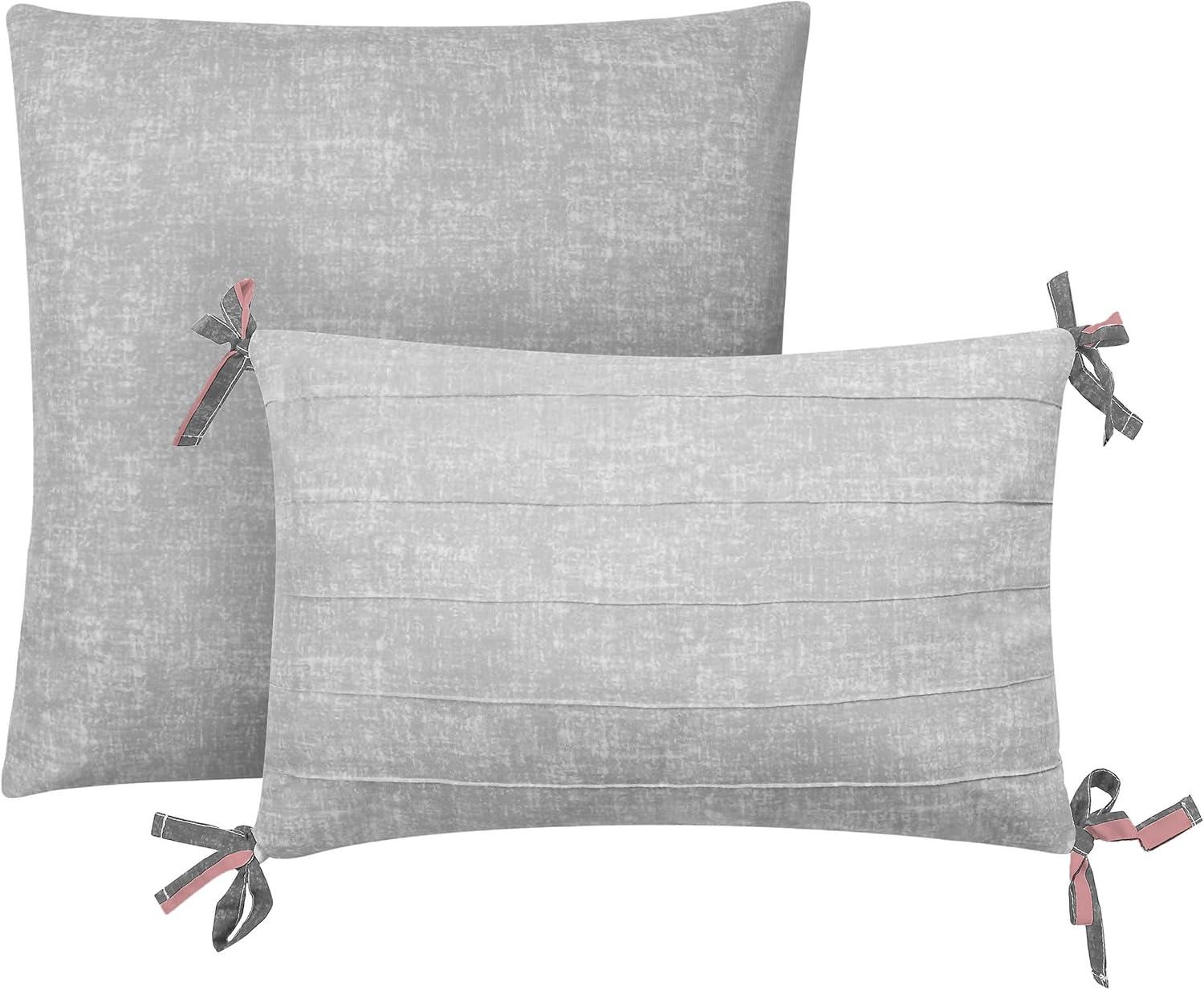 Full Size Grey and Pink Microfiber Reversible Comforter Set