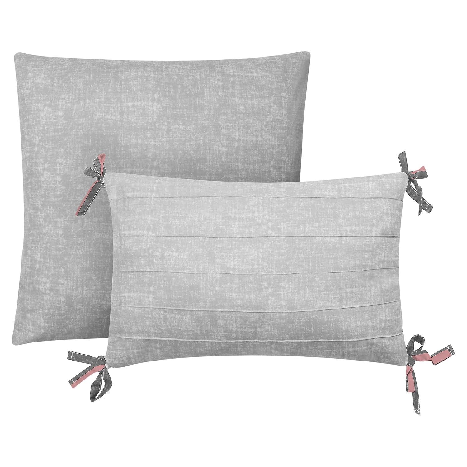 Full Size Grey and Pink Microfiber Reversible Comforter Set