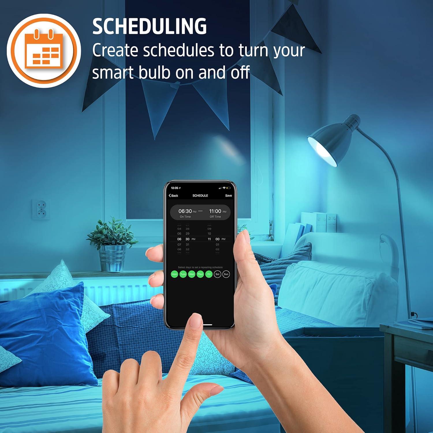 Energizer Connect Smart A19 LED White & Multi-Color RGB Light Bulbs with Voice Control and Remote Access Through Your Smartphone | Compatible with Alexa and Google Assistant