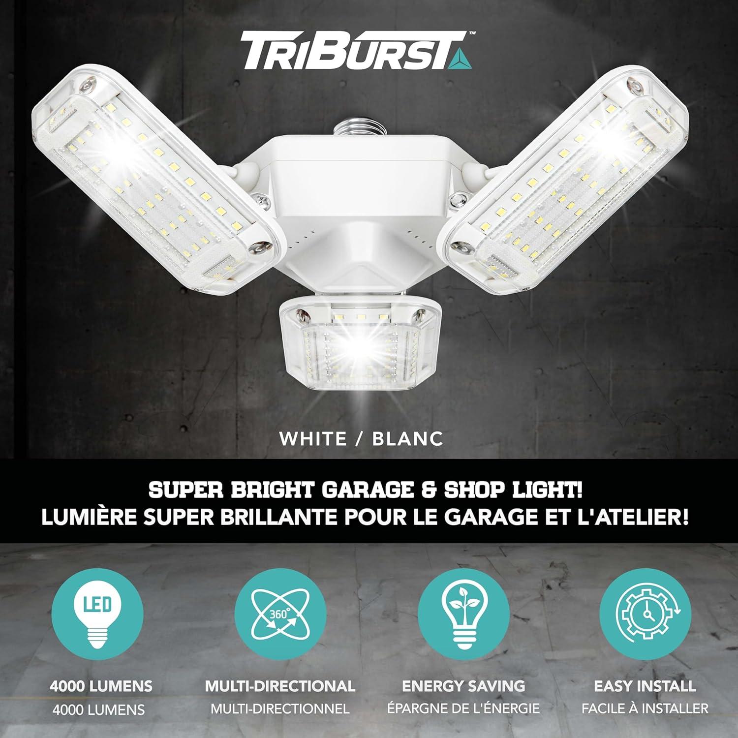 Bell + Howell TriBurst Garage Lights 288 LED Bulb 4000 Lumens Ceiling Socket Deformable Light