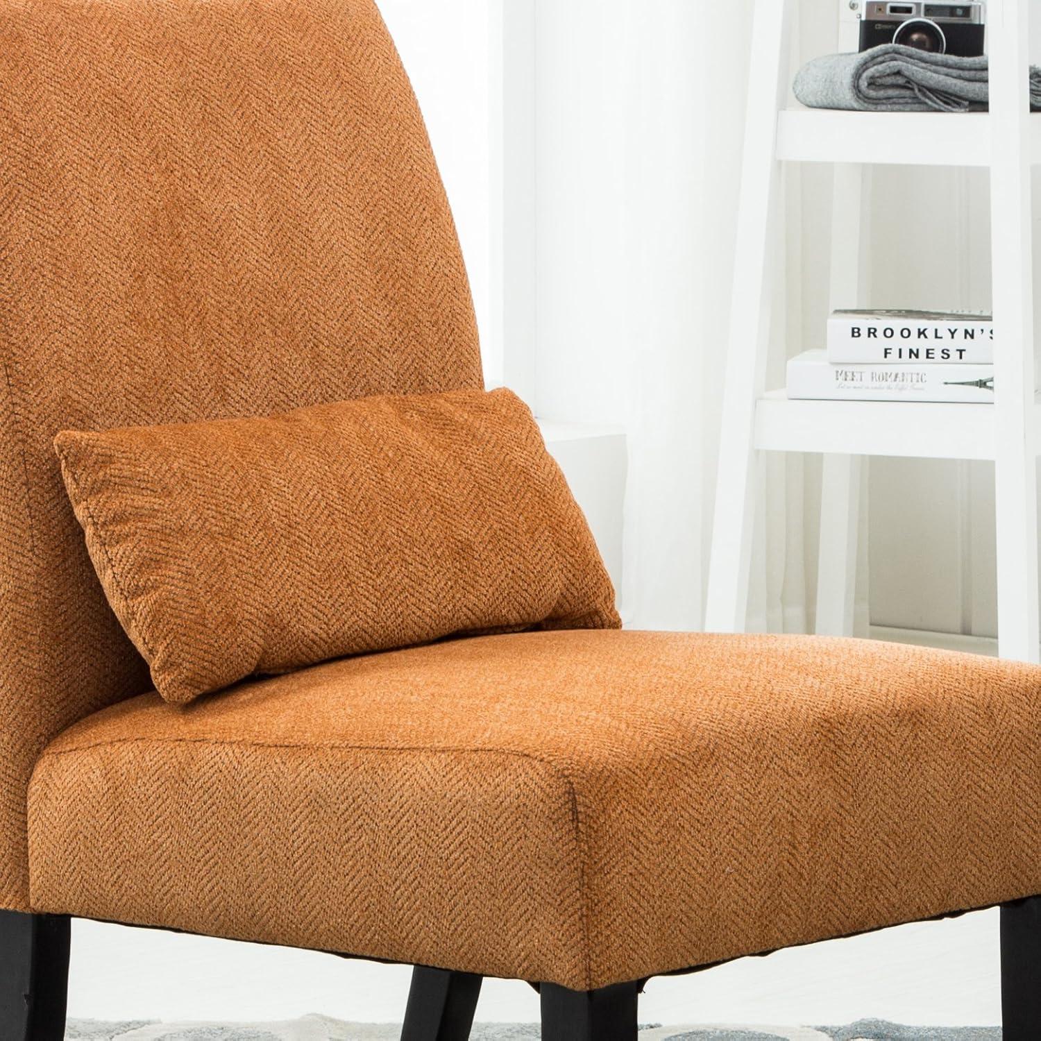 Roundhill Pisano Fabric Armless Contemporary Accent Chair with Kidney Pillow, Multiple Colors Available