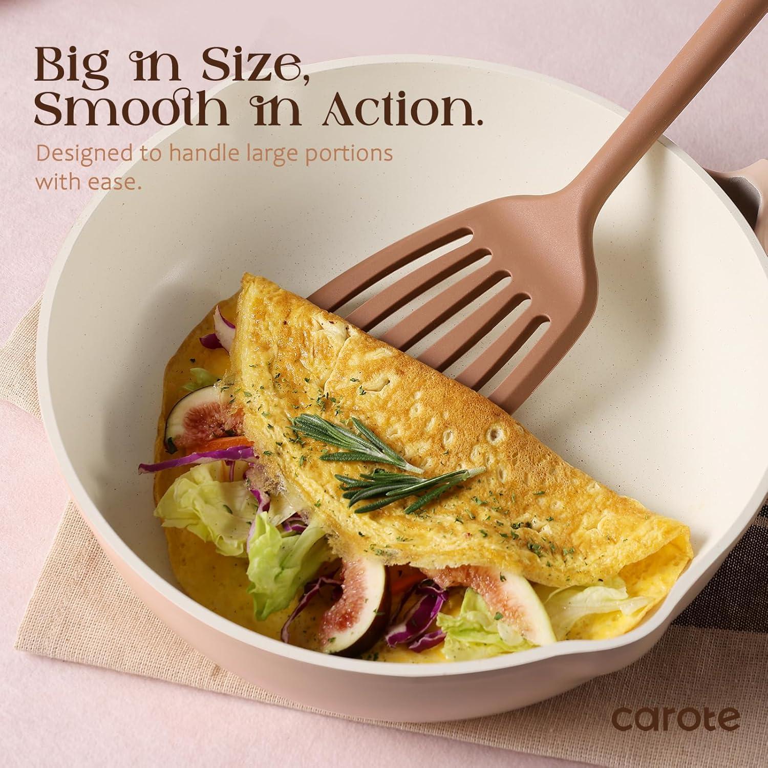 Carote 26Pcs Silicone Kitchen Utensil Sets, Extra Large Nonstick Cooking Utensil Set, White and Pink