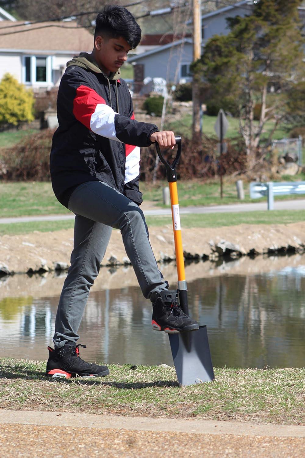 Ashman Online Heavy Duty Spade Shovel - 41 inches Long Orange Metal Shovel With D Grip Handle (1 Pack)