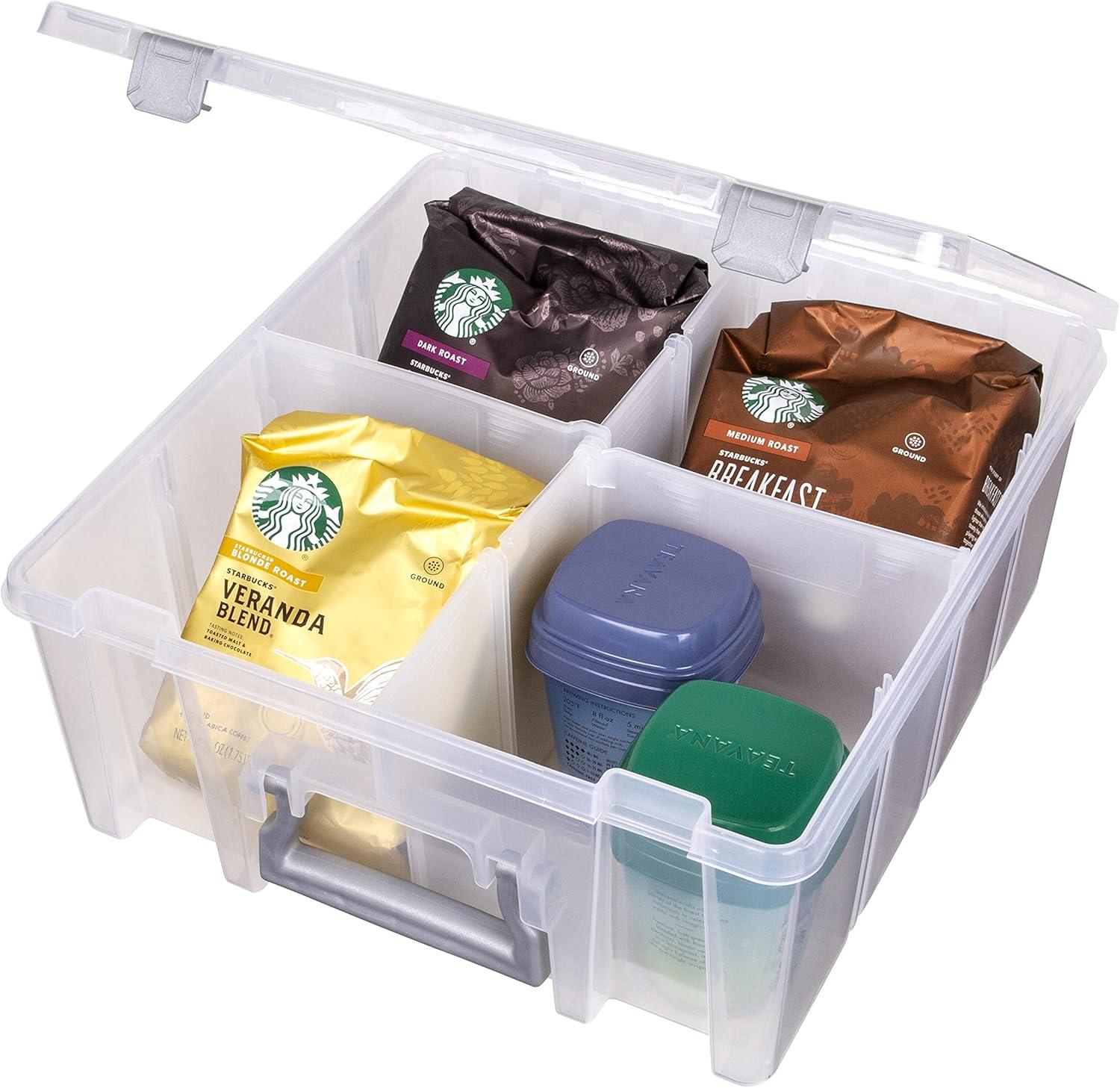 Clear Plastic Stackable Storage Box with Dividers