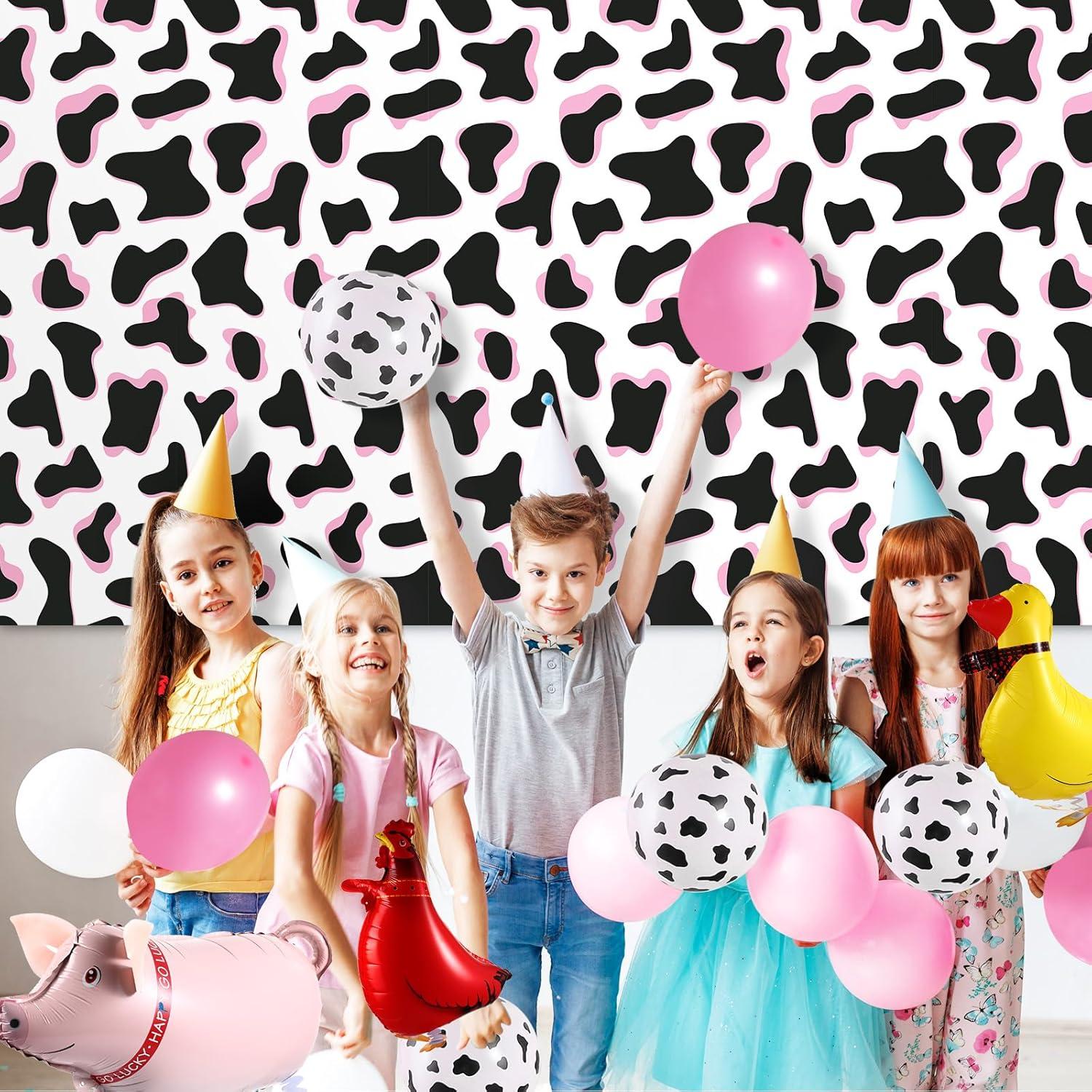 Tiamon 3 Pcs Pink Cow Print Tablecloth 108 x 54 Inch Birthday Party Table Cloth Disposable Plastic Cover for Disco Pink Cowgirl Decorations Supplies