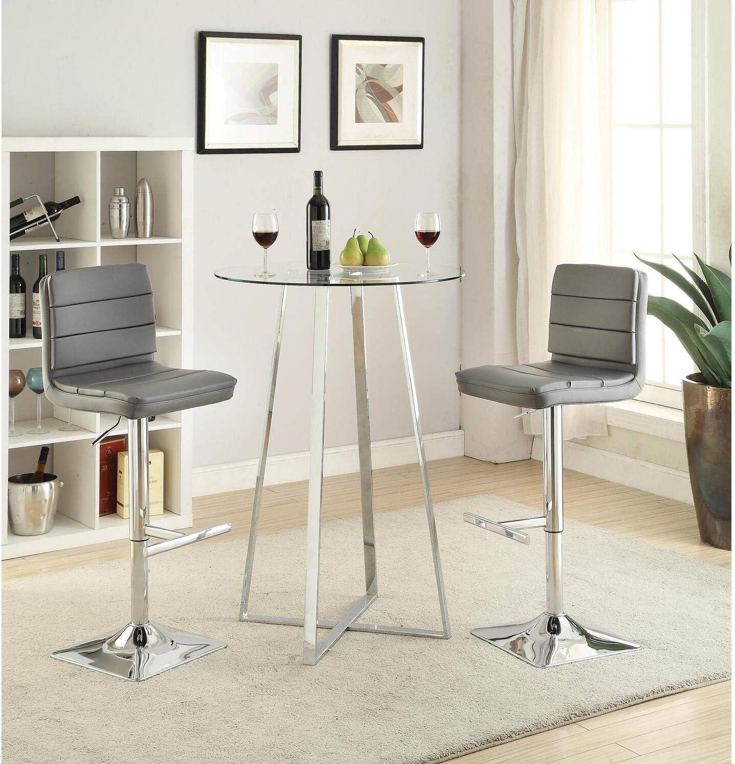 Round Glass Top Chrome Bar Height Table