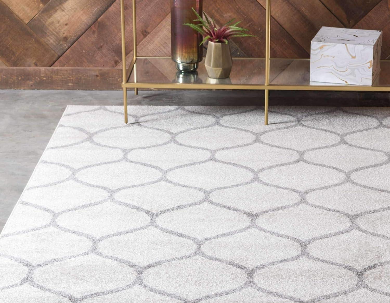 Unique Loom 9' 0 x 12' 0 Trellis Frieze Rounded Ivory Area Rug