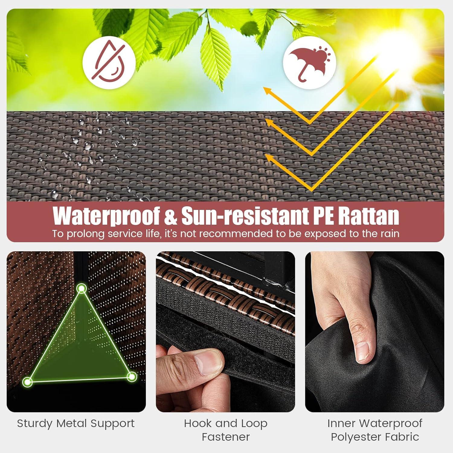 CasaCore 96 Gallon PE Wicker Outdoor Storage Box with 4 Wheels