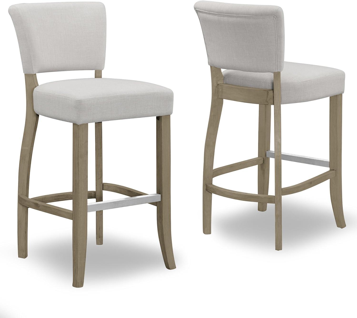 Glamour Home Aleck 29" Modern Fabric Bar Stools in Beige (Set of 2)