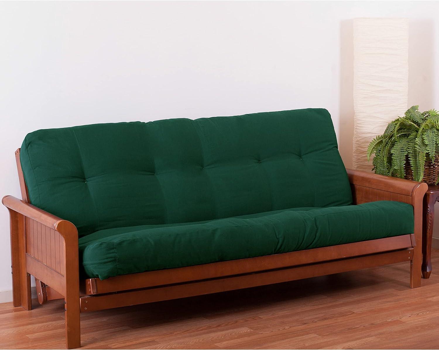 Forest Green Twill Full Futon Mattress with Comfort Foam Core