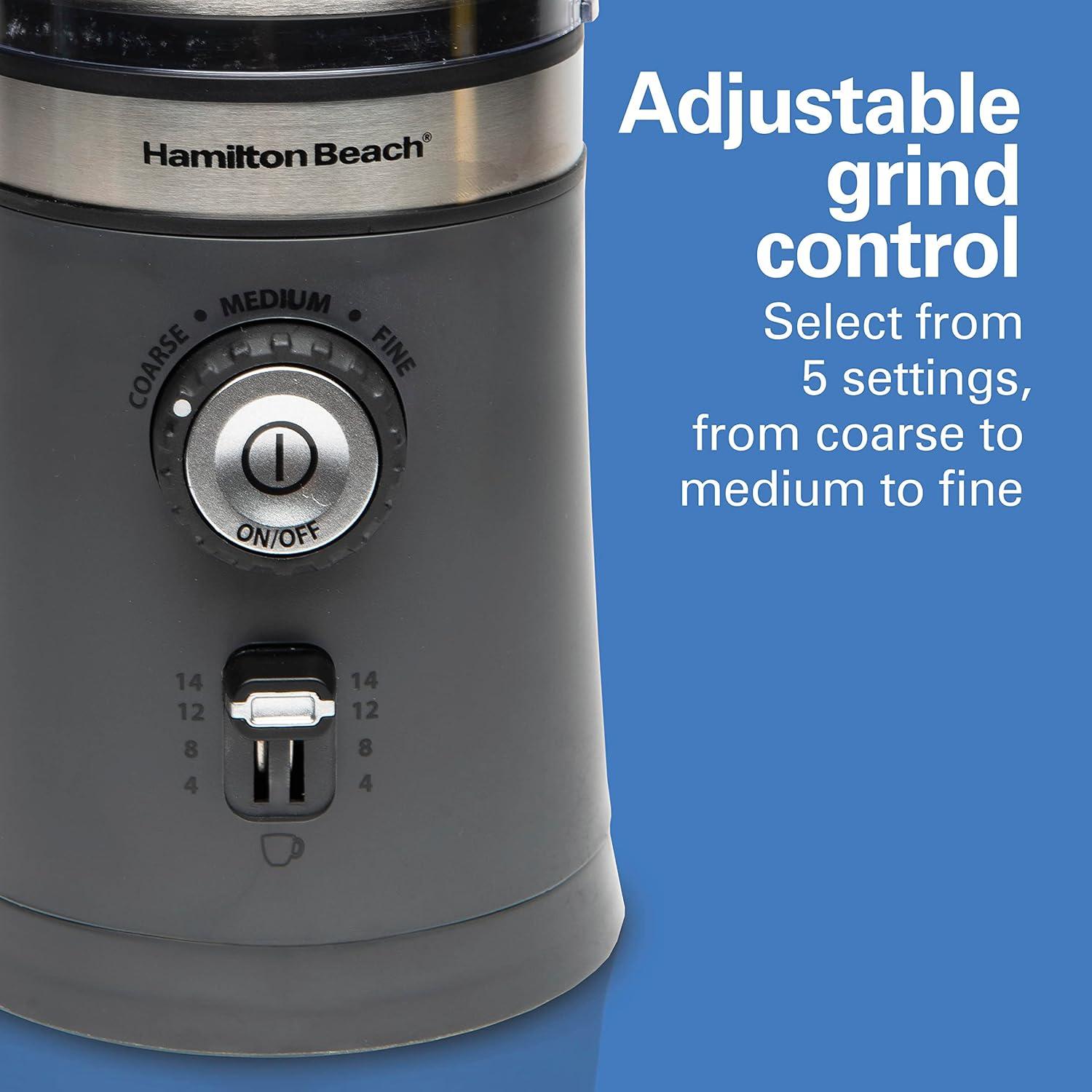 Hamilton Beach Gray Electric Coffee Grinder with Adjustable Grind