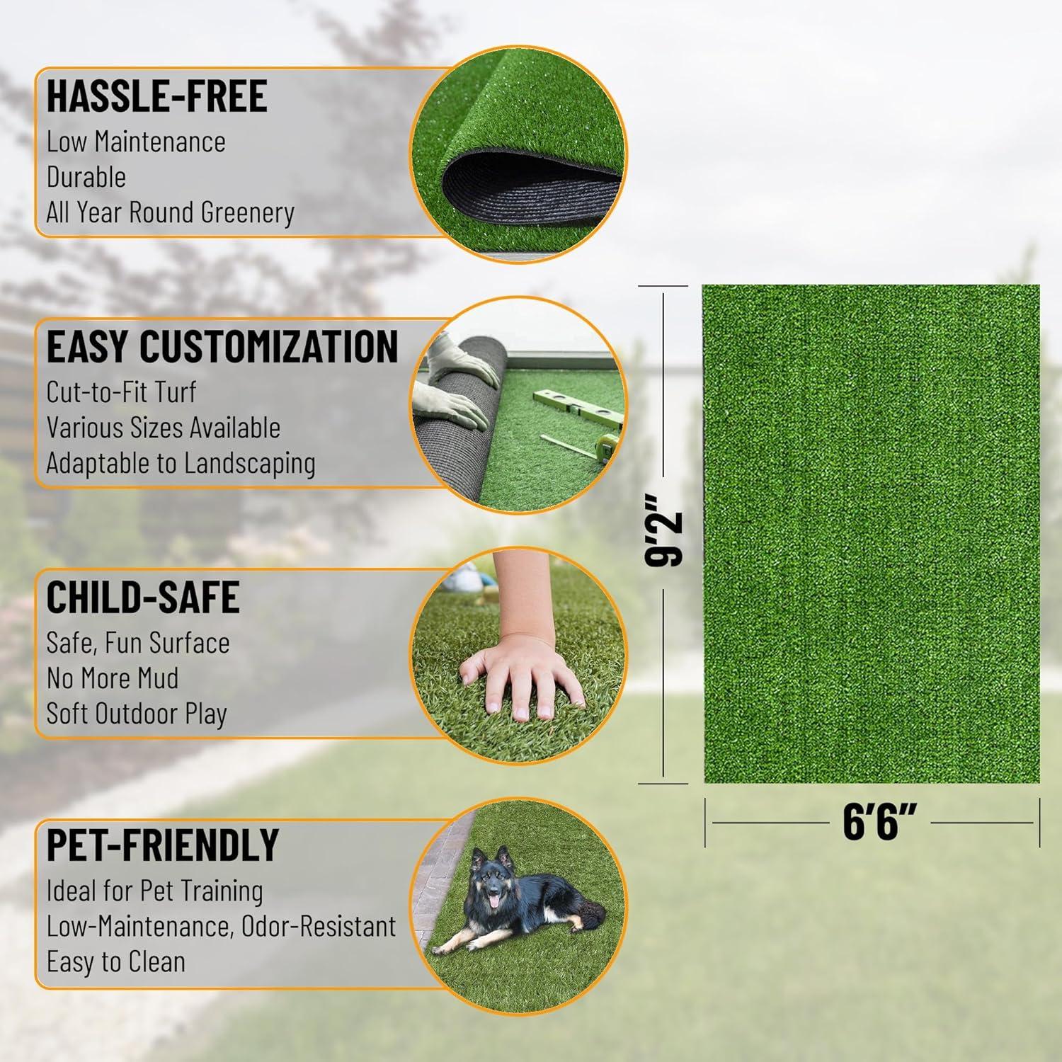 Grass Waterproof Indoor/Outdoor Artificial Grass Turf Rugs and Rolls Customized Size For Balcony, Patios