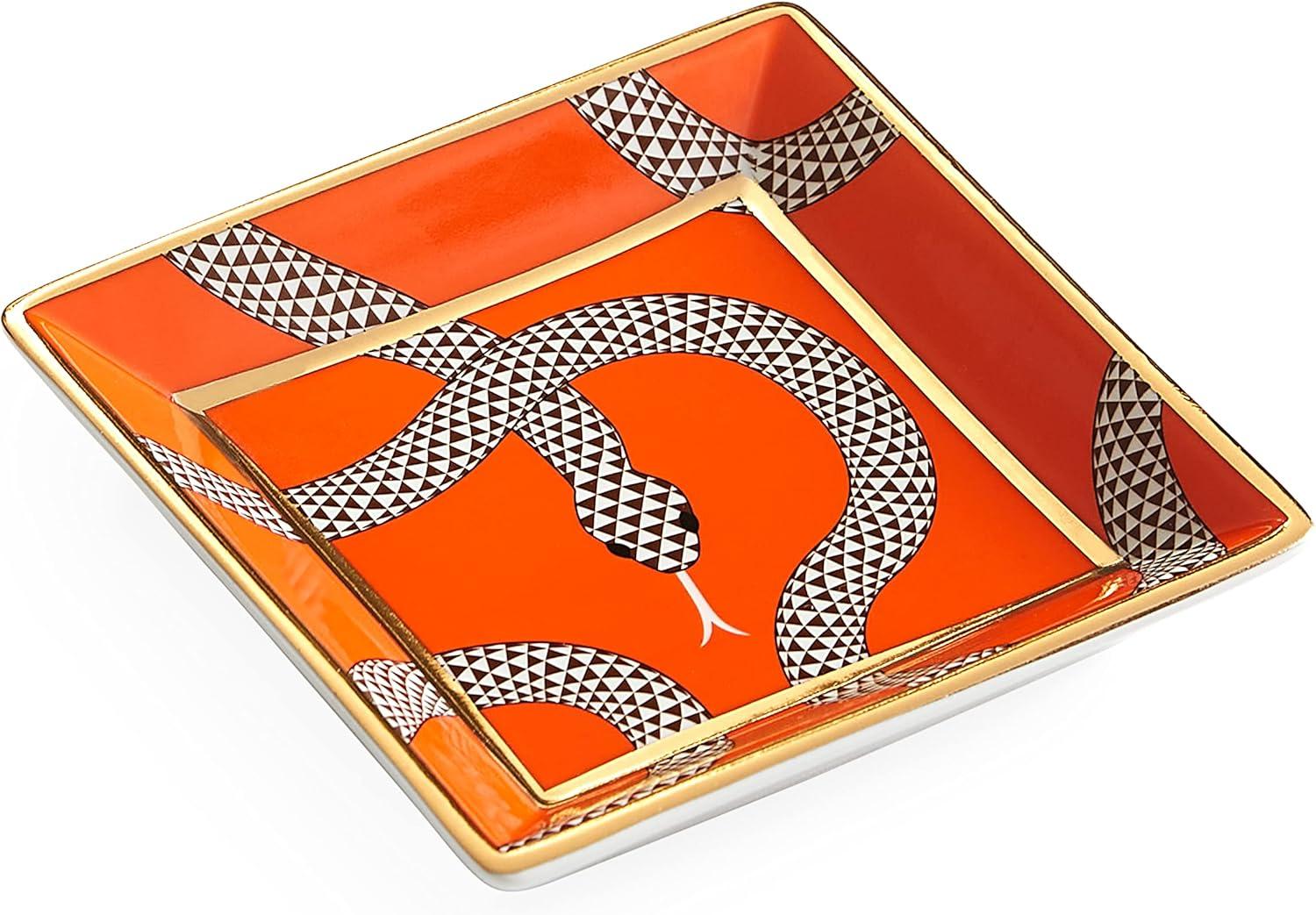 Eden Orange and Gold Ceramic Decorative Tray