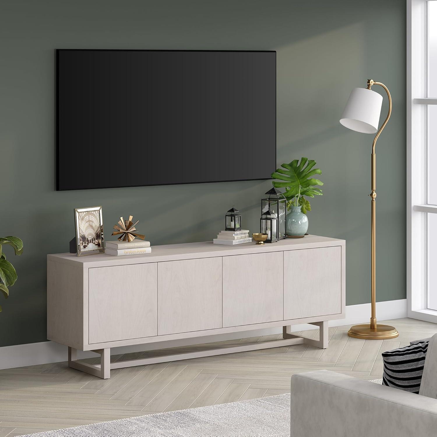 Evelyn&Zoe Cutler Rectangular TV Stand for TV's up to 75", Alder White