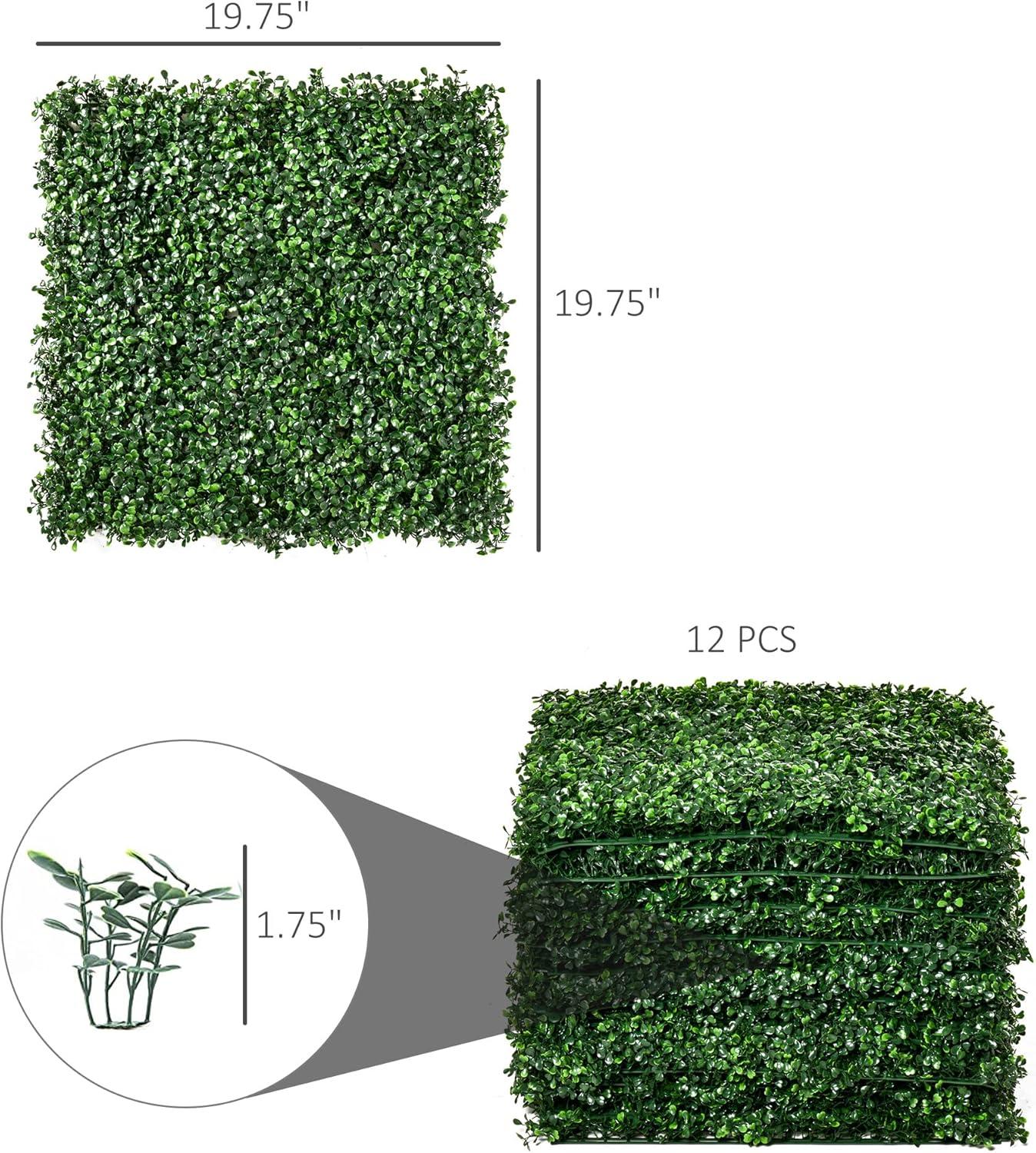 Outsunny 12-Piece 19.75" x 19.75" Milan Artificial Grass, Water Drainage, & Soft Feel