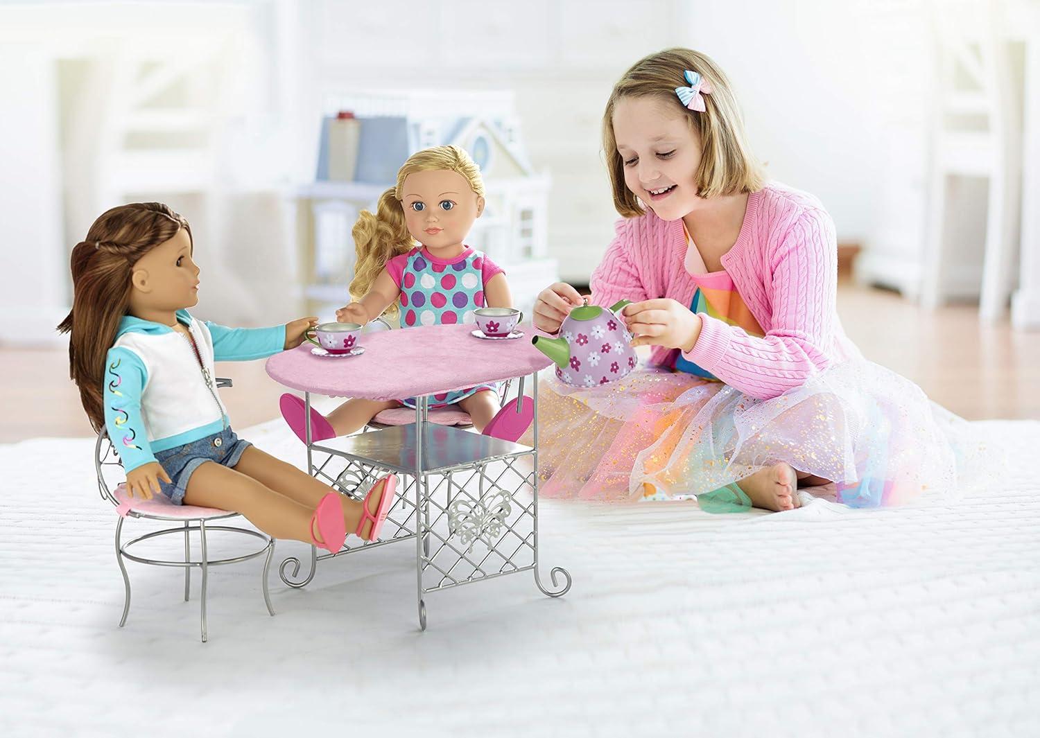 Badger Basket Tea Time Doll Table and Chair Set with Accessories