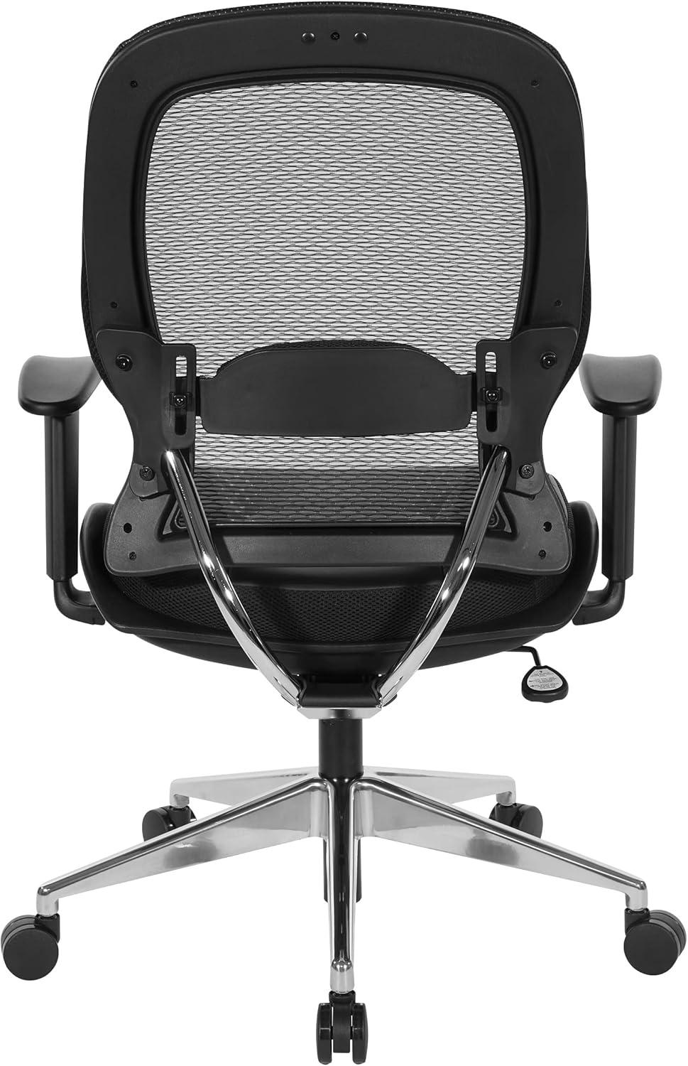 Air Grid Black Back Office Chair with Bonded Leather Seat